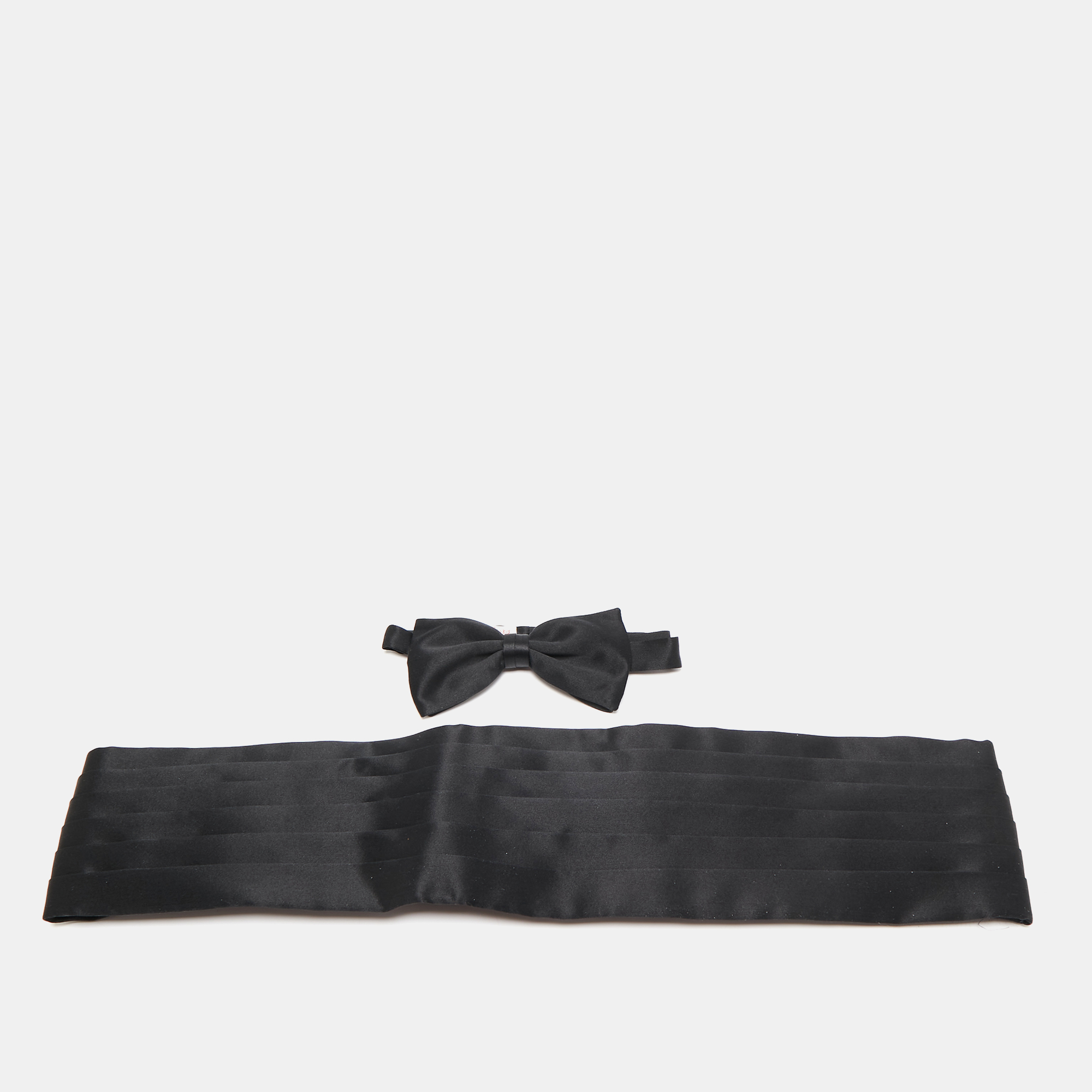 

Brioni Black Silk Cummerbund and Bow Tie Set