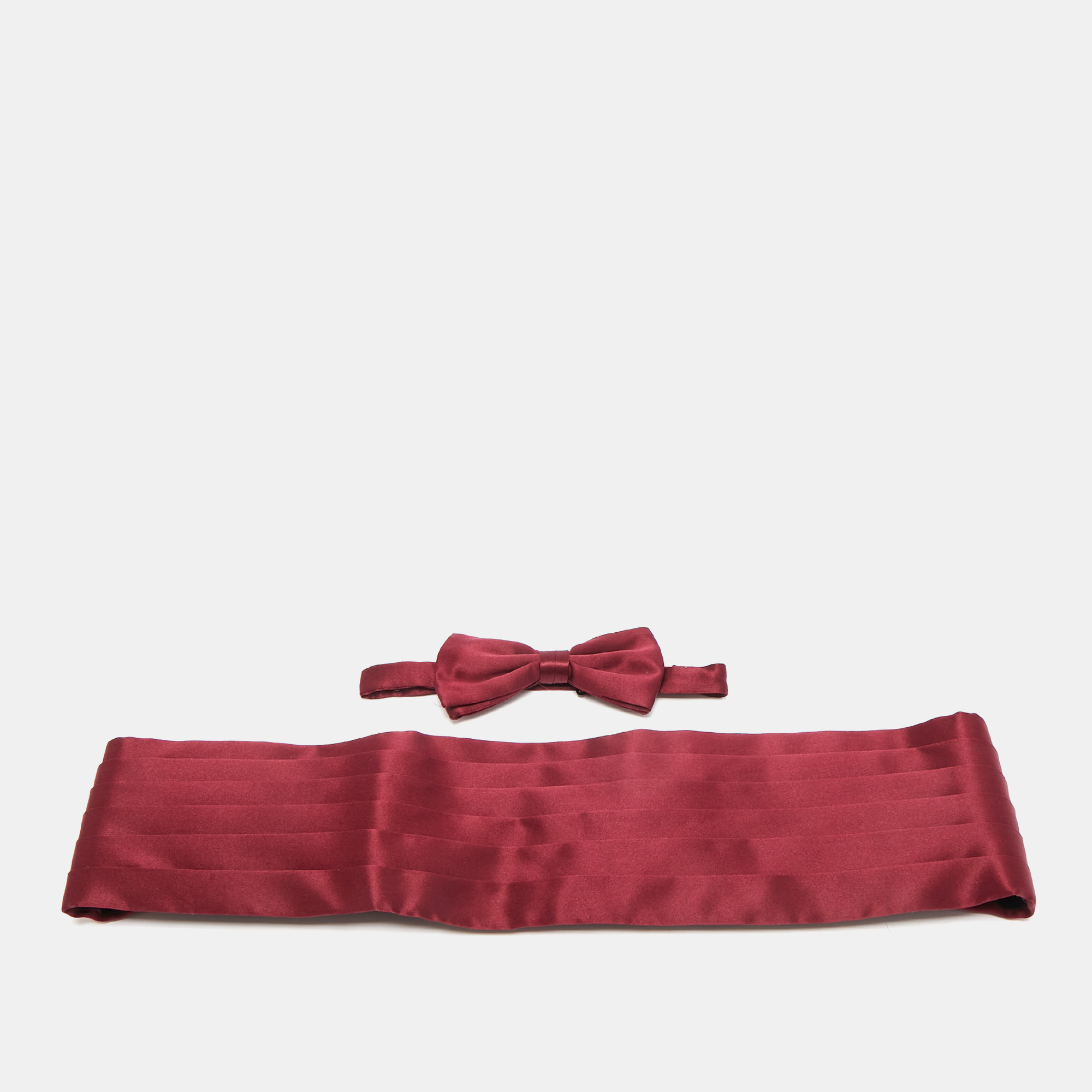 

Brioni Burgundy Silk Cummerbund and Bow Tie Set