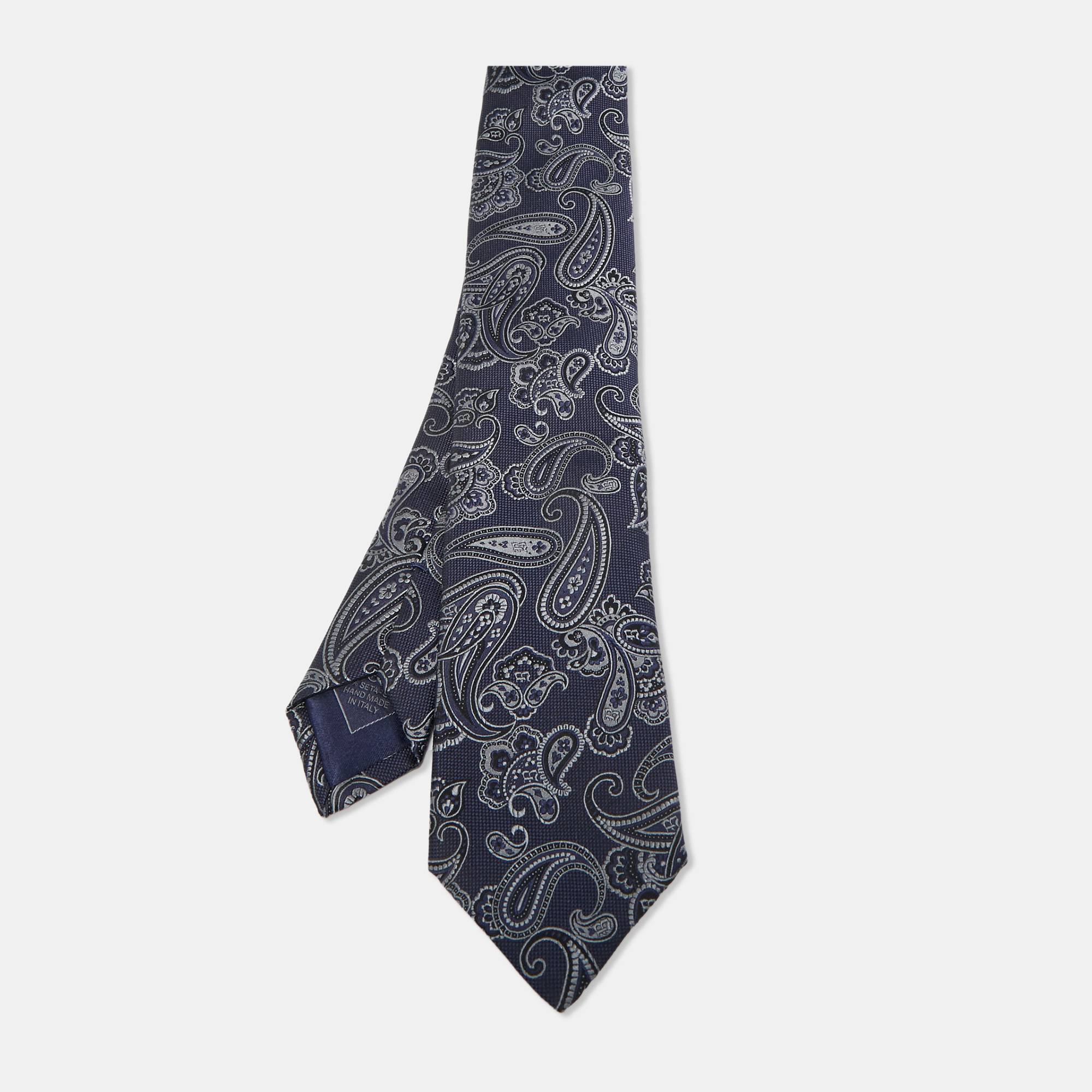 

Brioni Blue Paisley Silk Traditional Tie