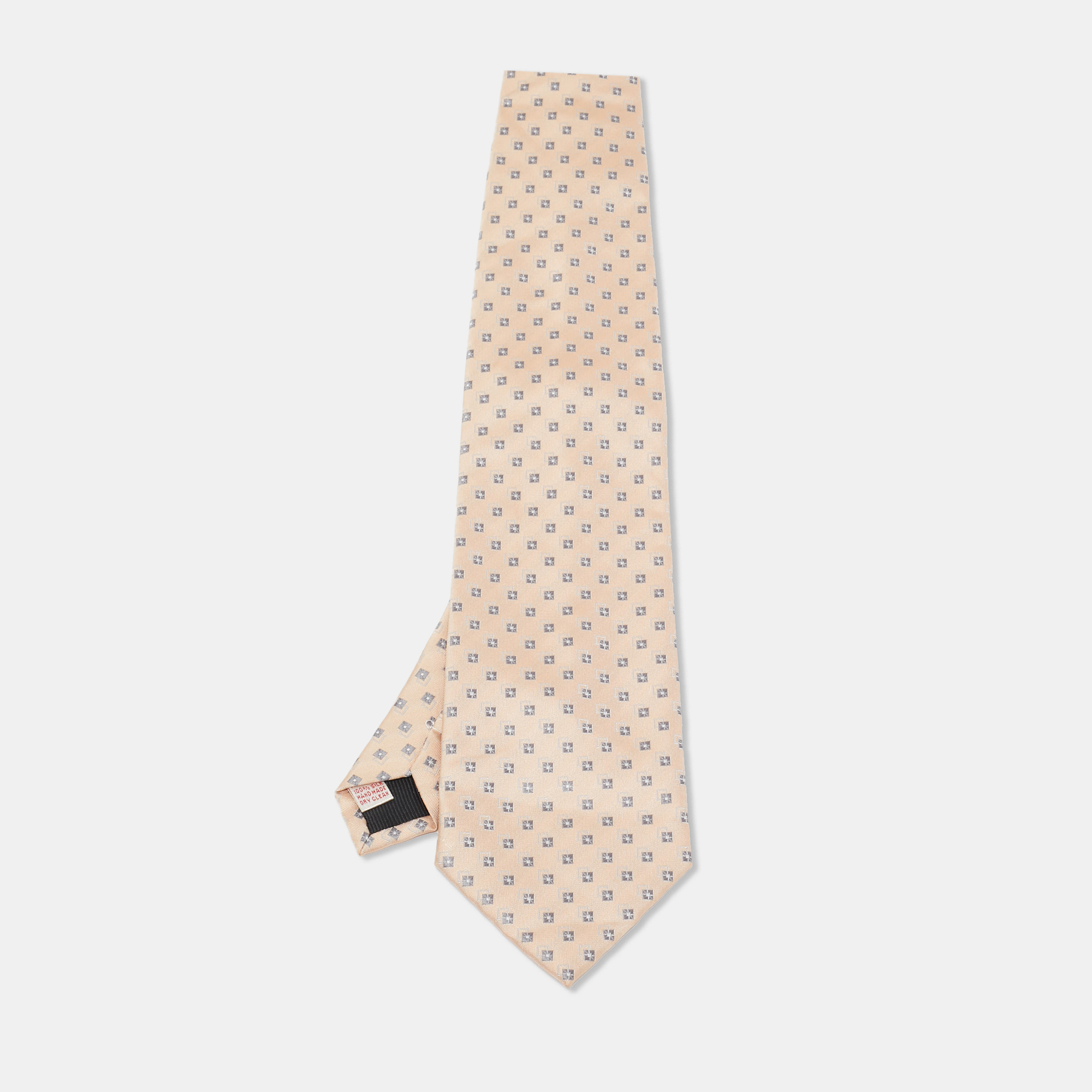 

Brioni Peach/Grey Patterned Silk Traditional Tie, Orange