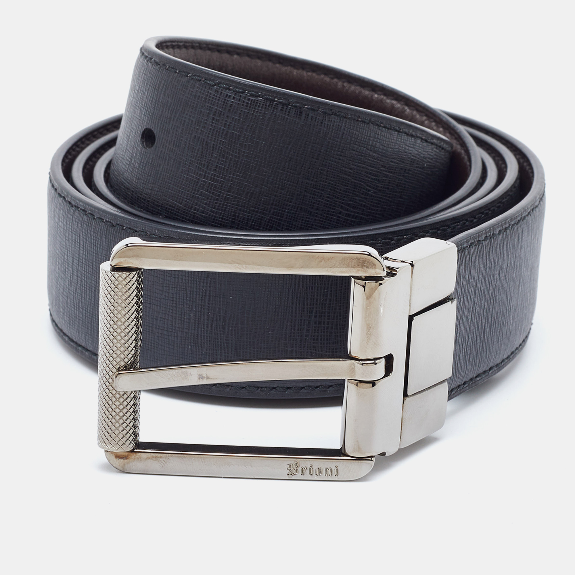 

Salvatore Ferragamo Black/Brown Leather Cut to Size Reversible Buckle Belt