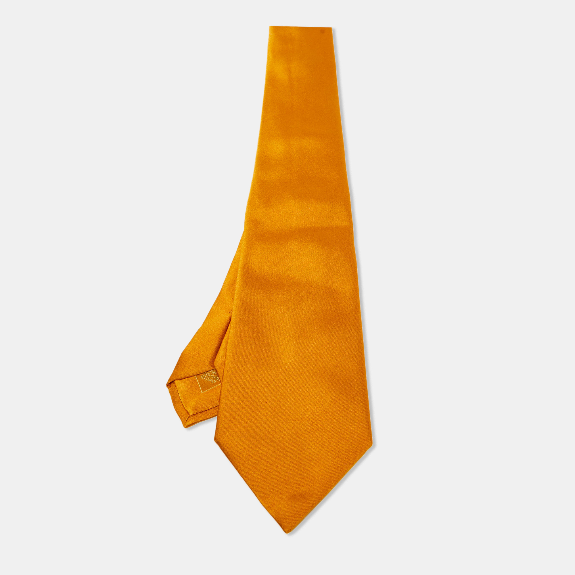 

Brioni Golden Brown Satin Traditional Tie, Gold