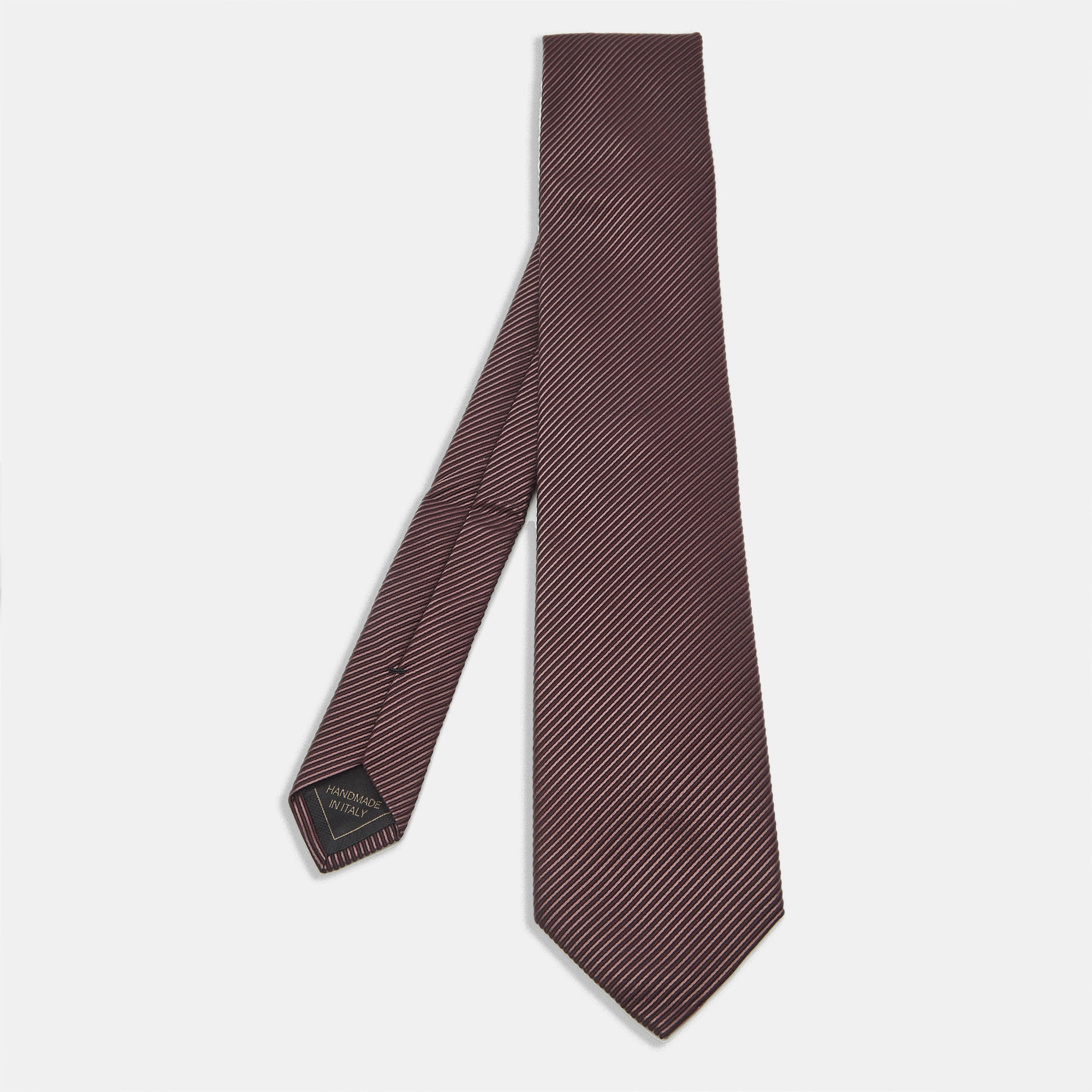 

Brioni Burgundy Striped Jacquard Traditional Tie, Transparent