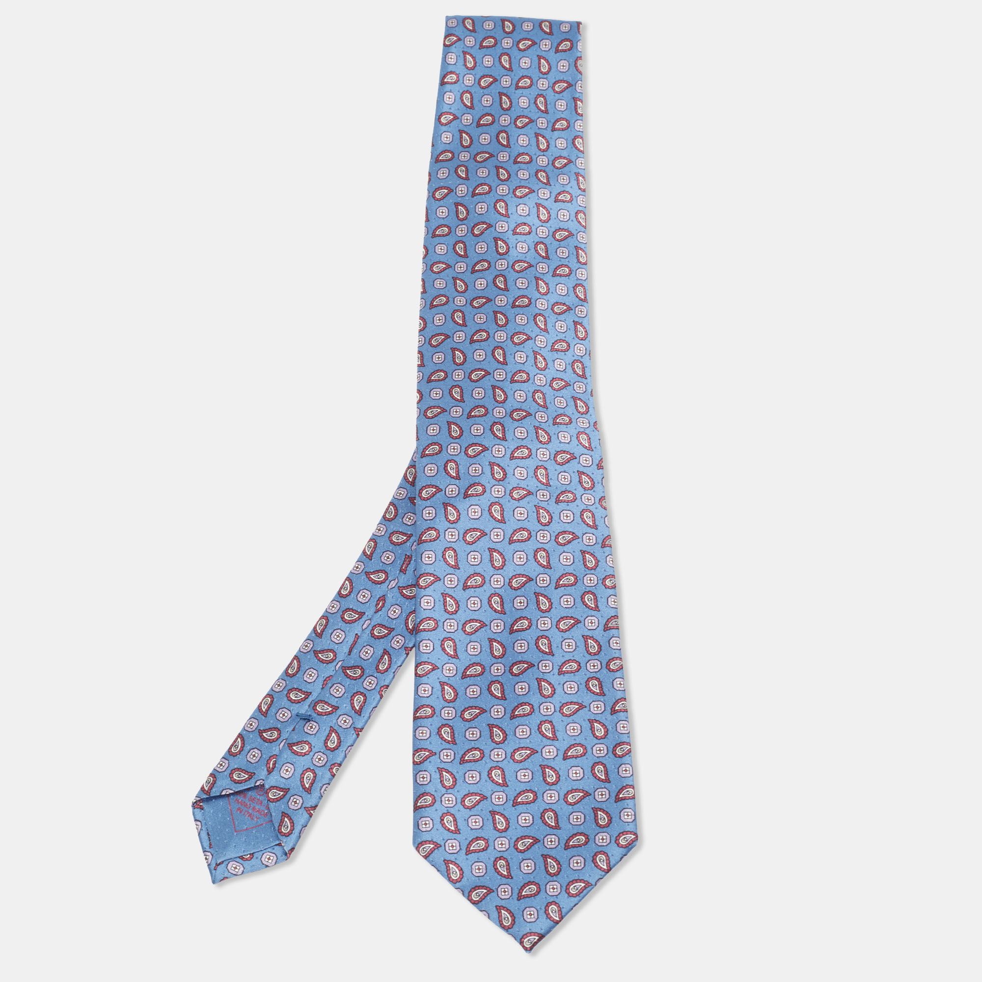 

Brioni Blue Paisley Print Silk Traditional Tie