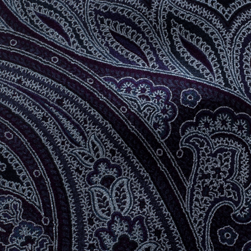 

Brioni Navy Blue and Purple Paisley Printed Silk Tie