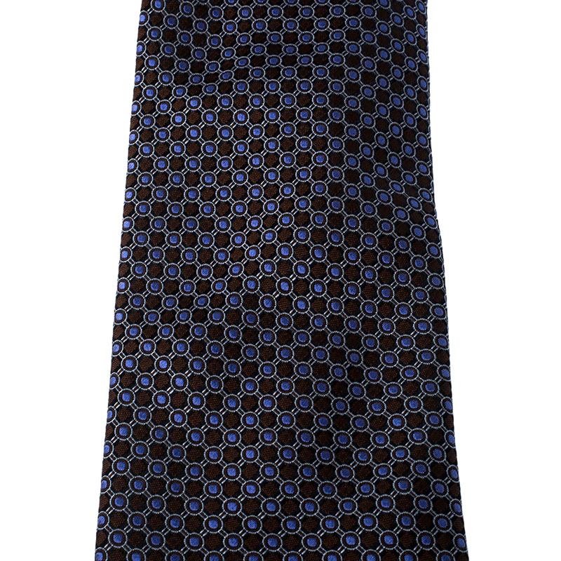 

Brioni Brown and Purple Geometric Patterned Jacquard Silk Tie, Multicolor