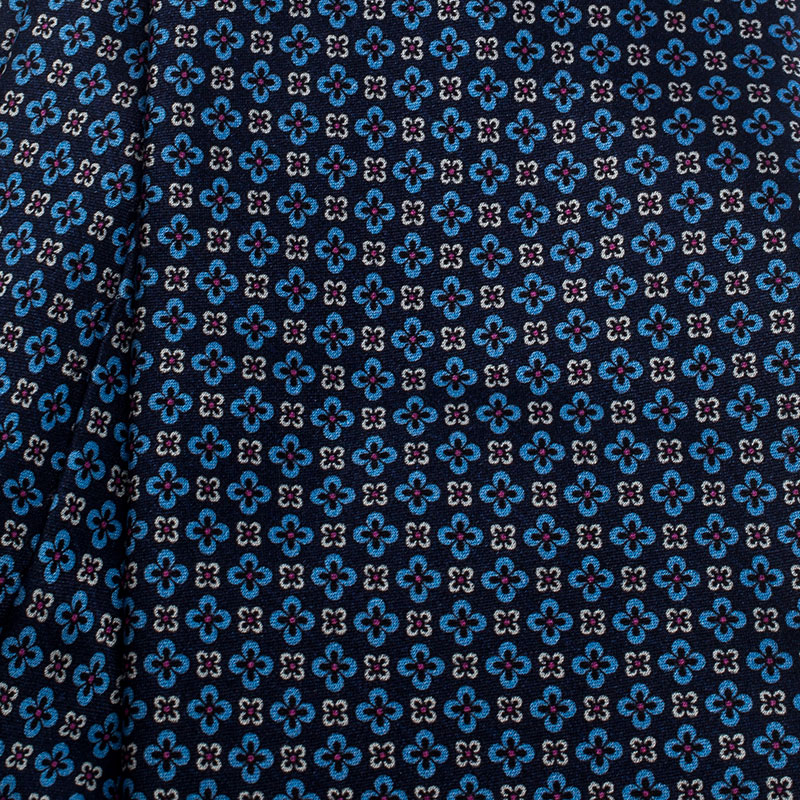 

Brioni Blue Floral Print Silk Tie