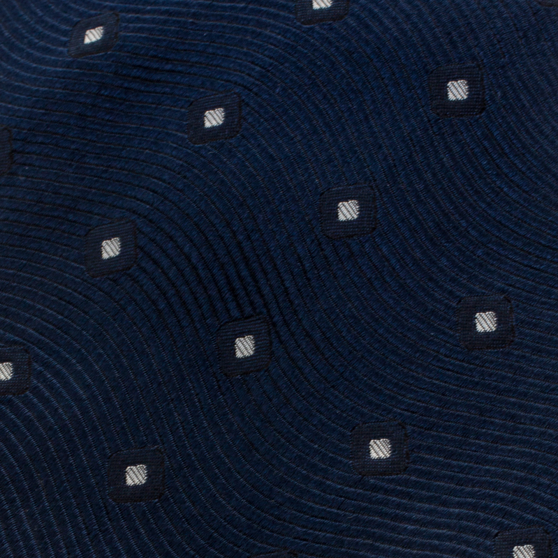

Brioni Vintage Space Blue Geometric Jacquard Silk Tie