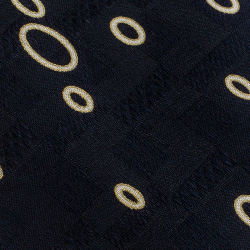 

Brioni Vintage Navy Blue Circle Print Traditional Silk Tie