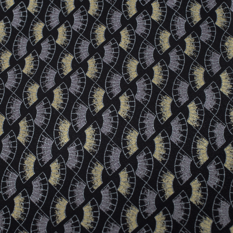 Pre-owned Brioni Vintage Black & Metallic Foil Print Motif Silk Tie