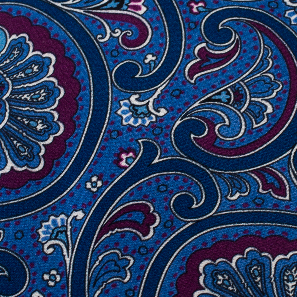 

Brioni Blue Paisley Print Traditional Silk Tie