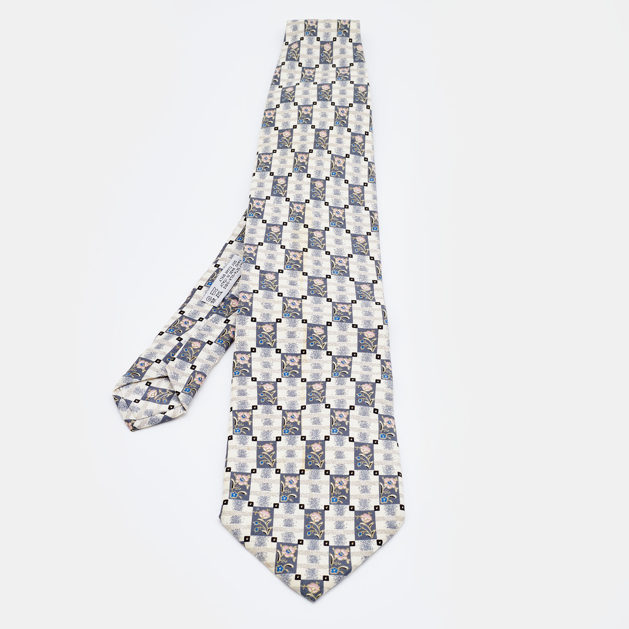 Pre-owned Brioni Cream Printed Silk Traditional Tie