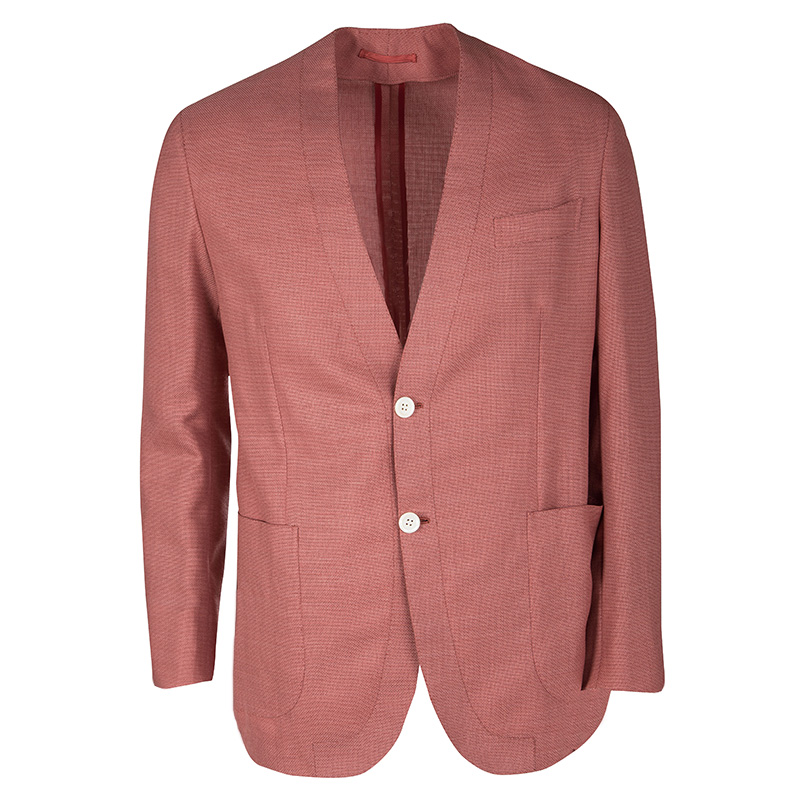 Brioni Red Textured Wool regular Fit Jardigan Jacket L