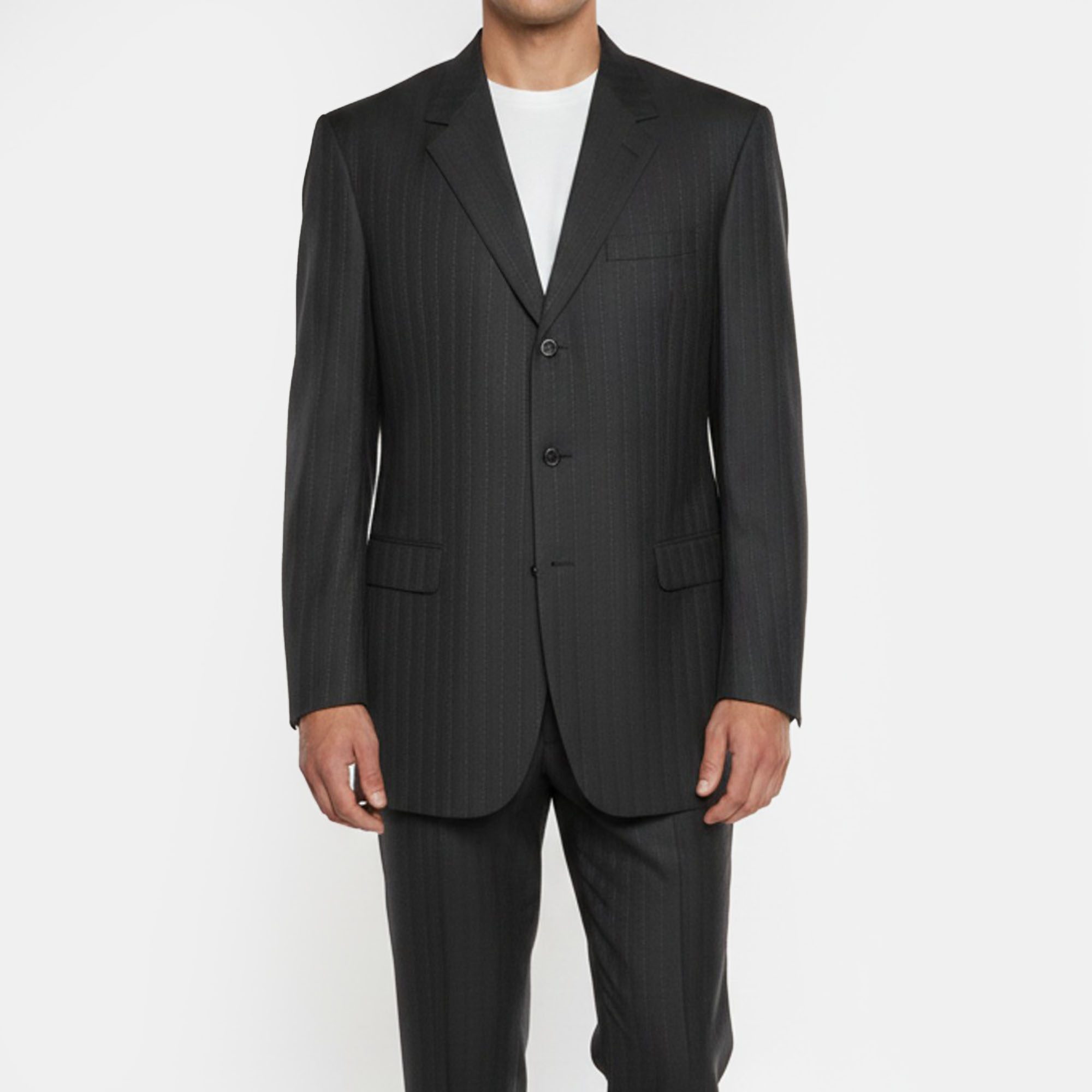 

Brioni Black Pinstripe Wool Blend Single Breasted Blazer XXXL