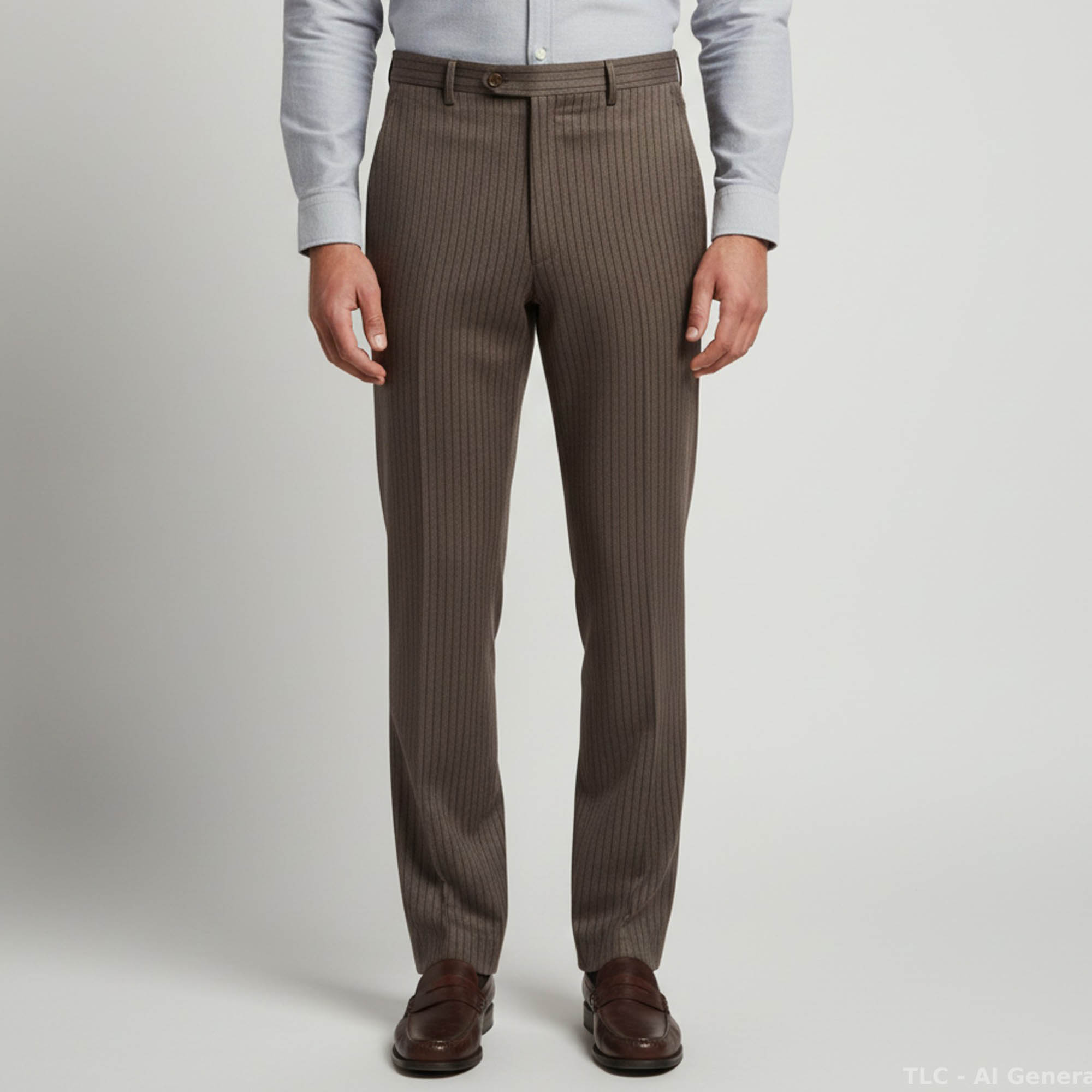 

Brioni Brown Pinstripe Textured Wool Cortina Trousers XXXL