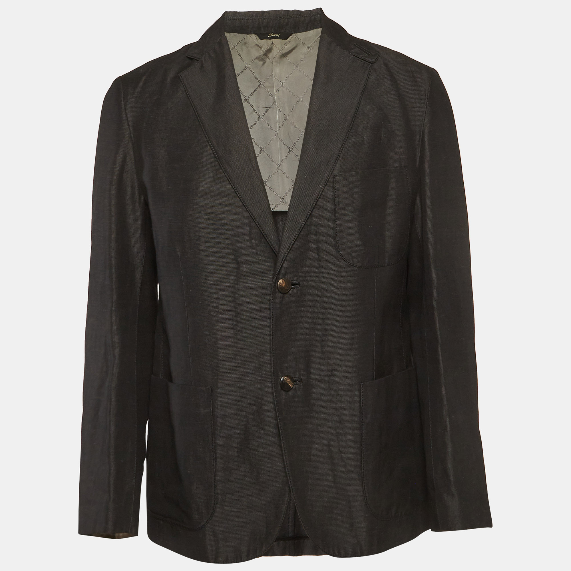 

Brioni Black Linen Blend Single Breasted Blazer M