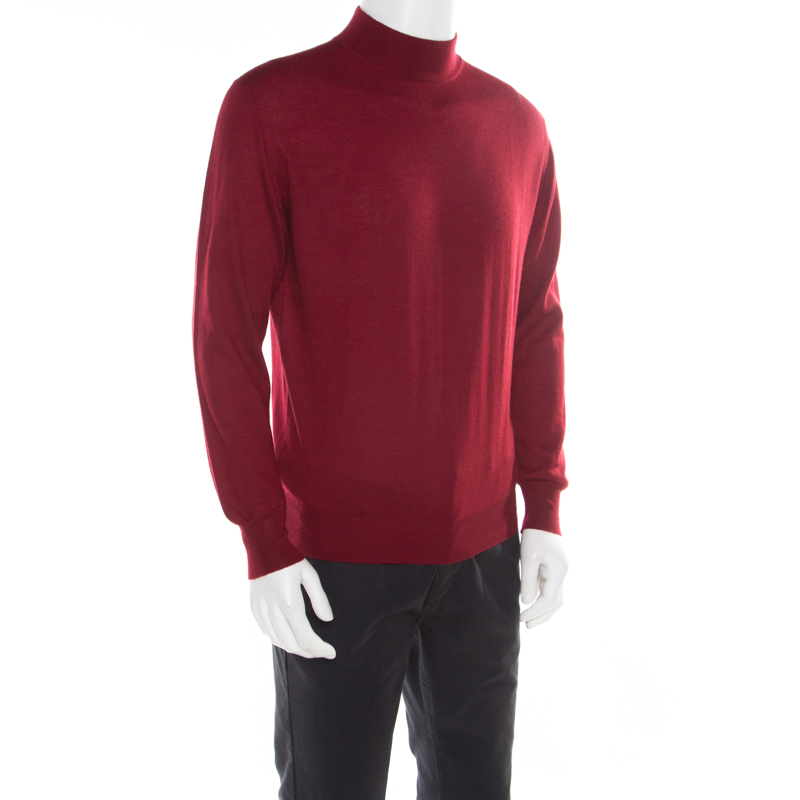 

Brioni Burgundy Cashmere Silk High Neck Sweater