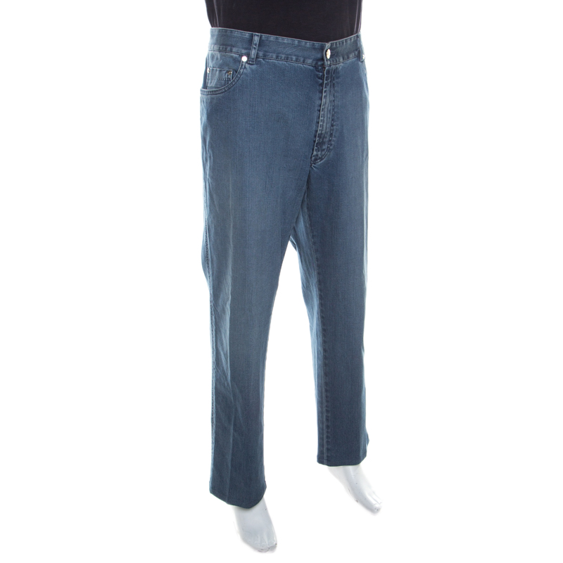 

Brioni Blue Medium Wash Denim Straight Legged Jeans