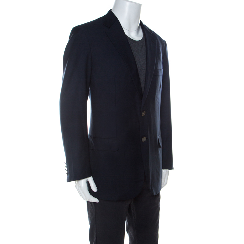 

Brioni Navy Blue Twill Wool Parlamento Blazer