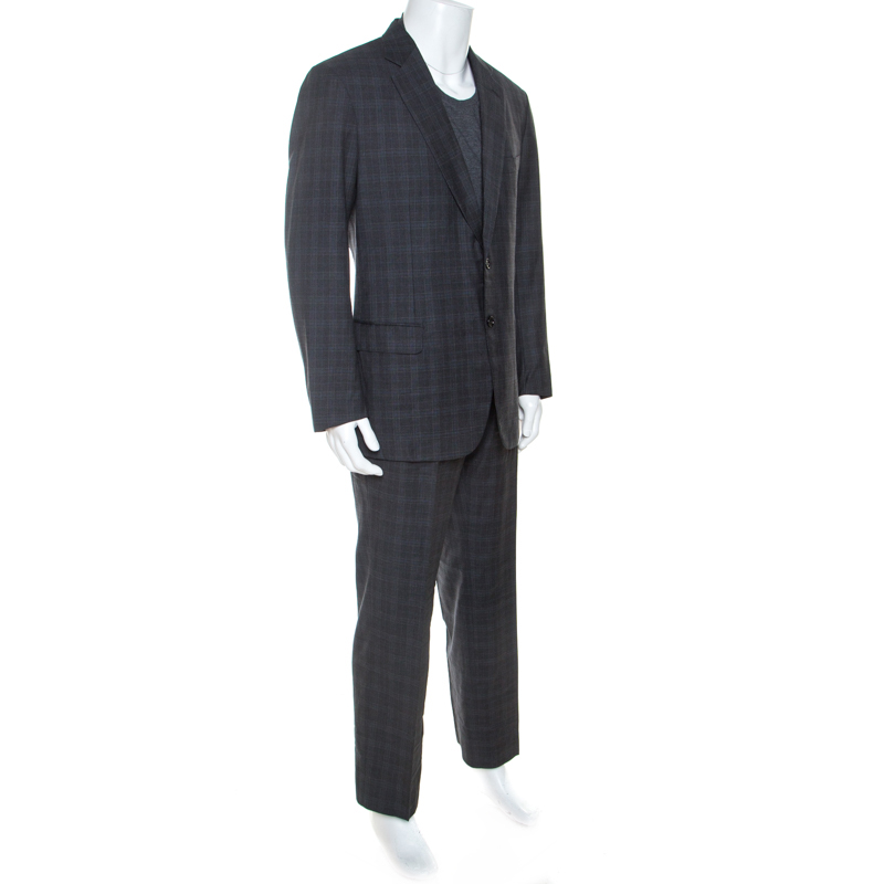 

Brioni Grey Checked Wool Super 150s Parlamento Suit 2XL