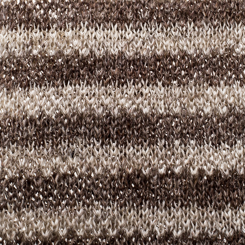 

Brunello Cucinelli Brown Striped Linen Knit Flat Bottom Skinny Tie