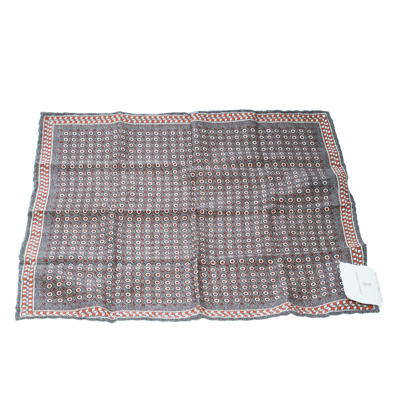 

Brunello Cucinelli Grey Dot and Houndstooth Print Reversible Silk Pocket Square