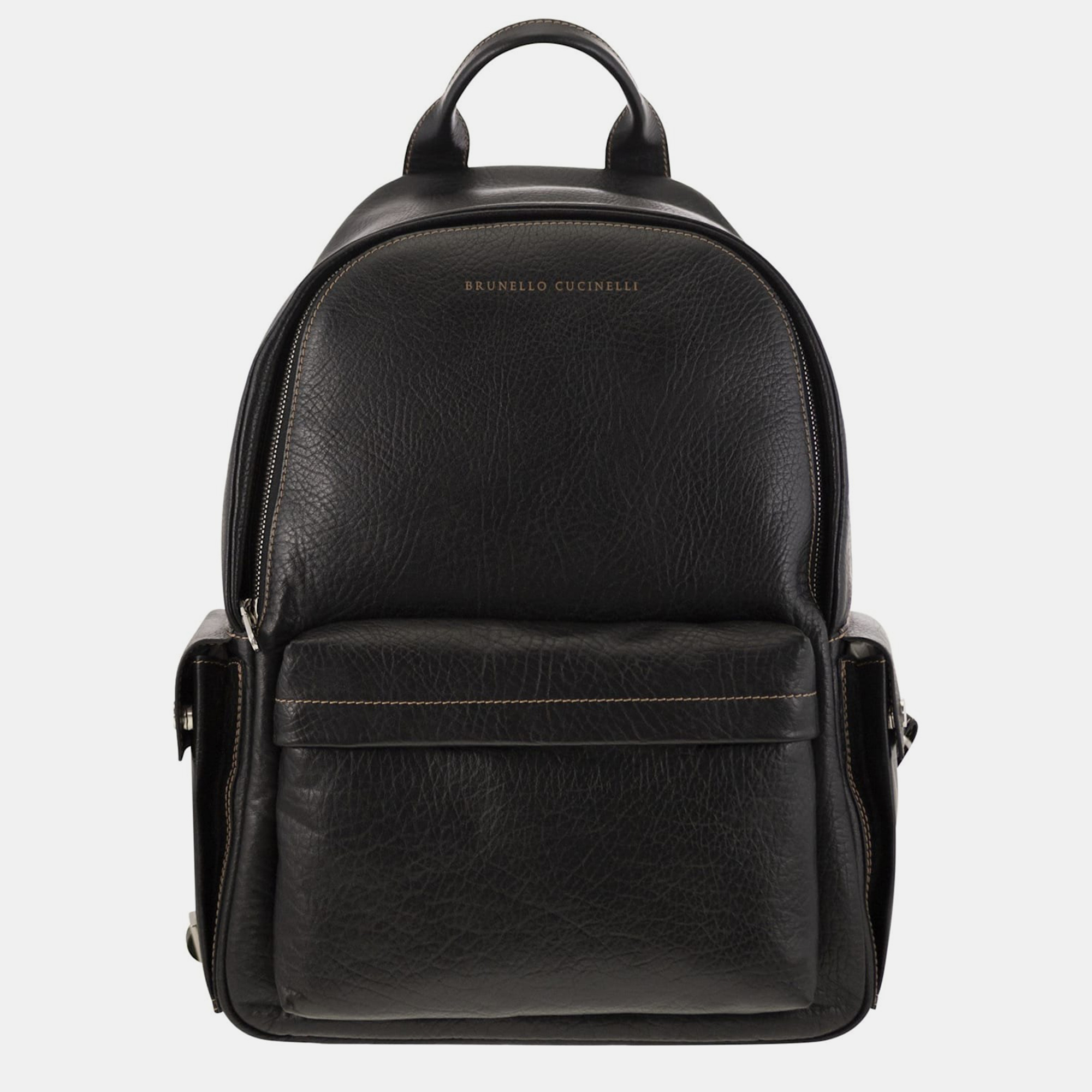 

Brunello Cucinelli Black Grained Calfskin Backpack