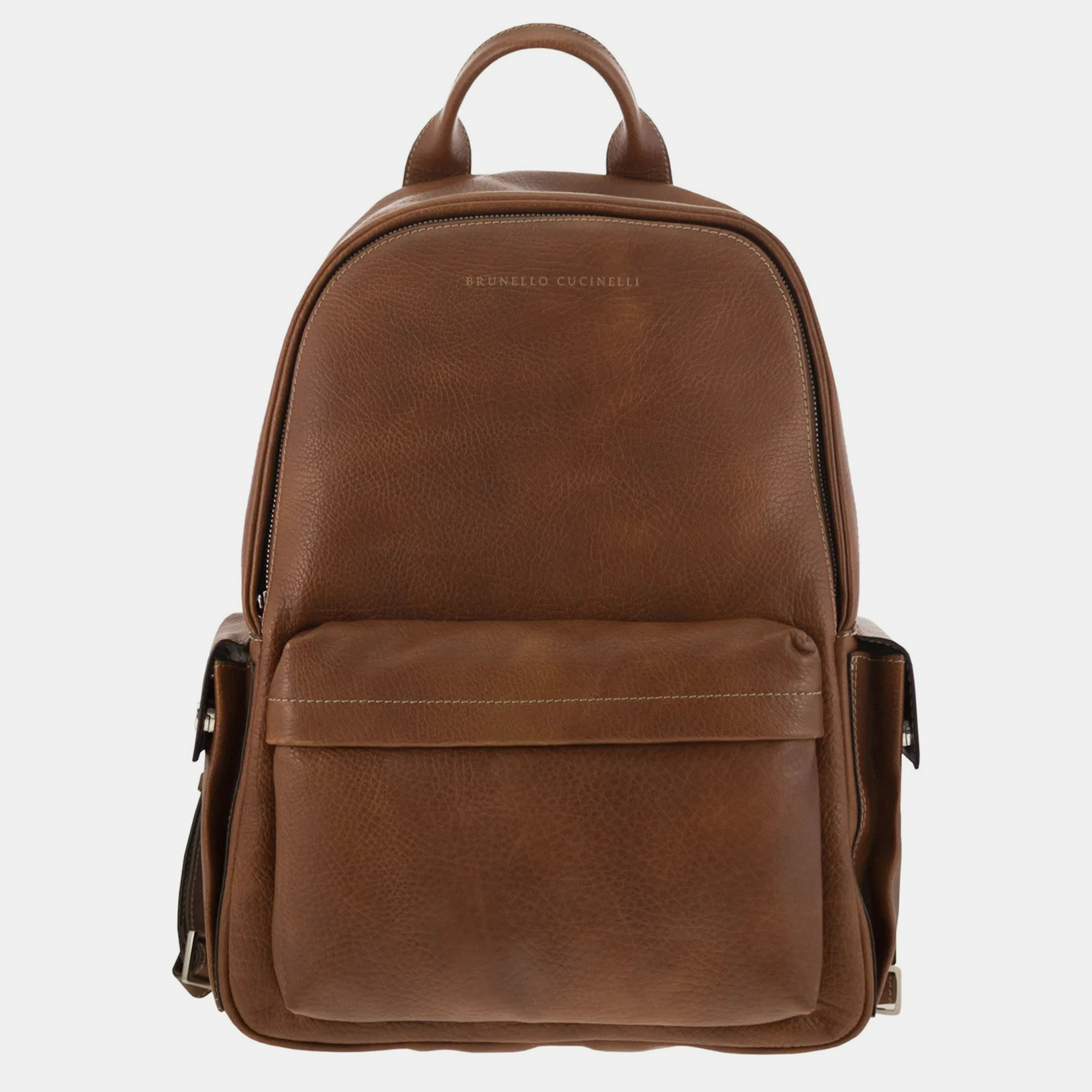 

Brunello Cucinelli Brown Grained Calfskin Backpack