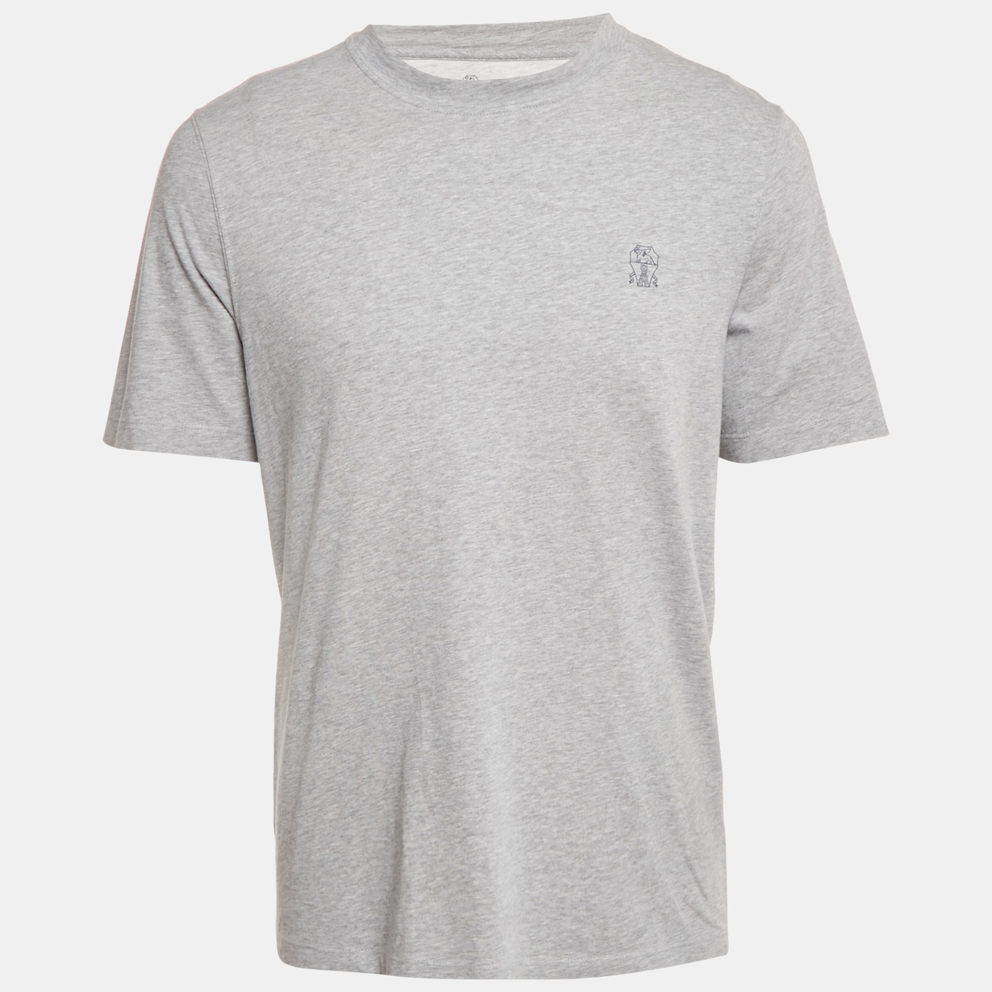 Brunello Cucinelli Grey Melenga Jersey Crewneck T-Shirt M