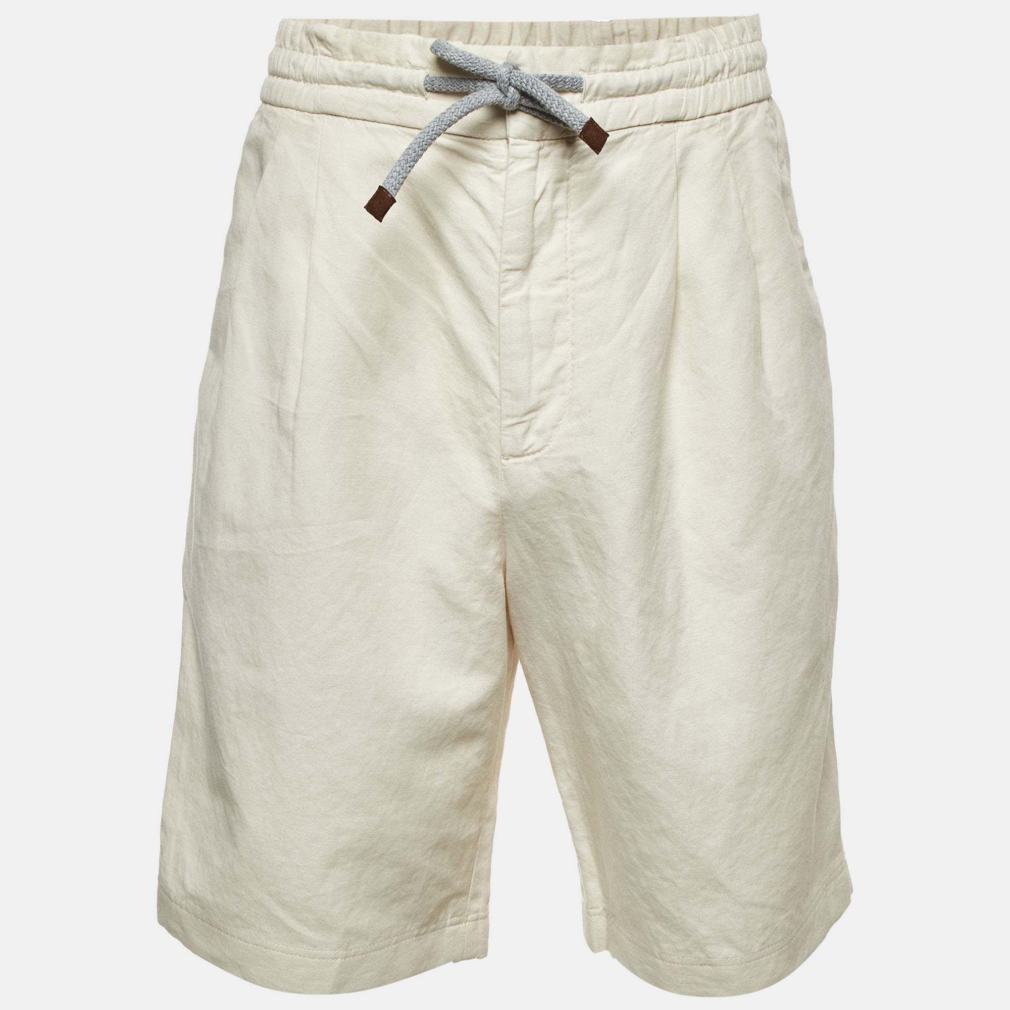 

Brunello Cucinelli Cream Cotton & Linen Shorts M