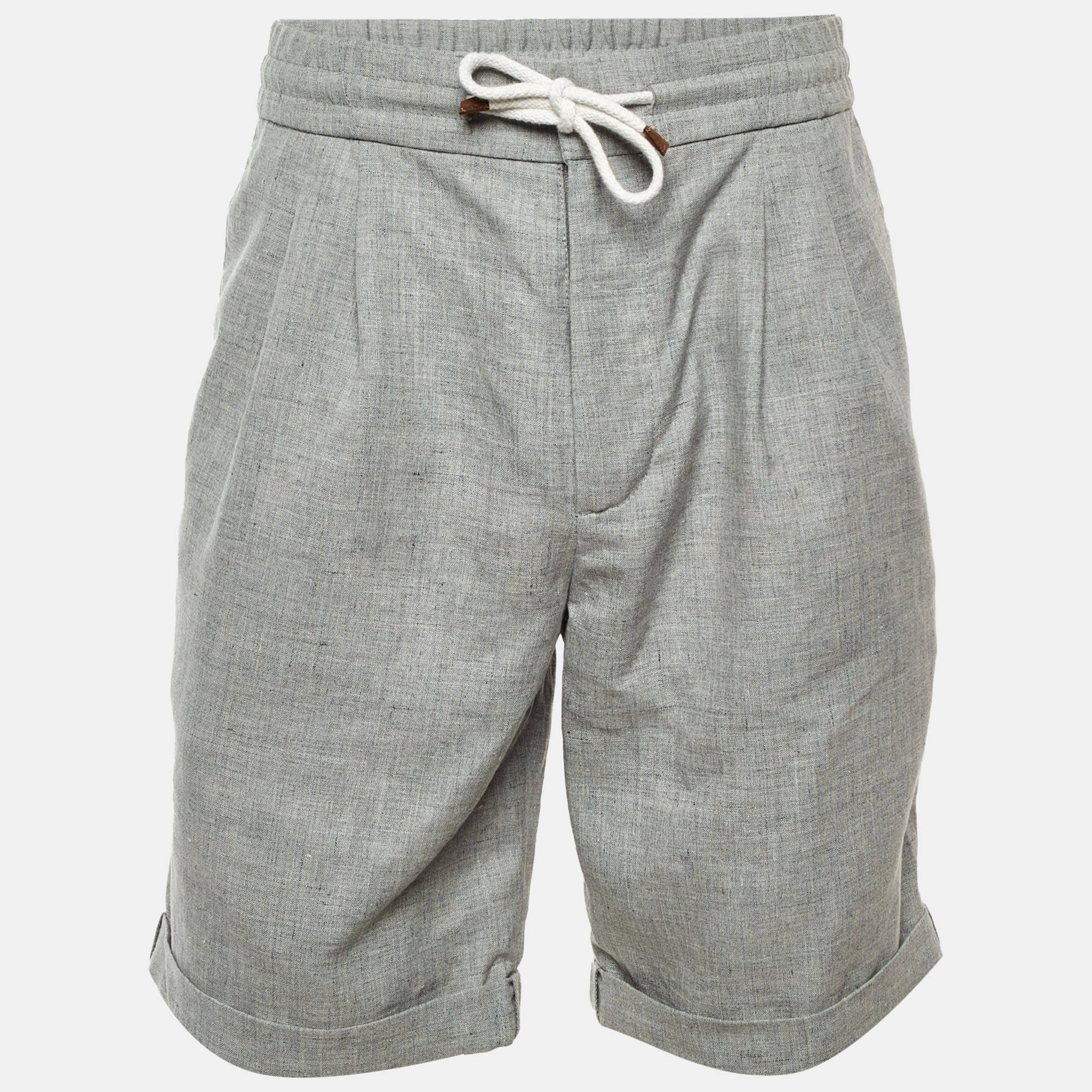 

Brunello Cucinelli Grey Linen & Wool Shorts M