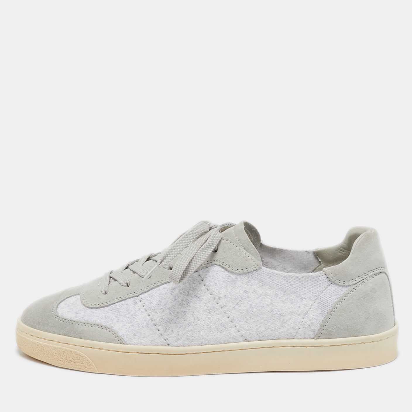 

Brunello Cucinelli Grey Fabric and Suede Lace Up Sneakers Size