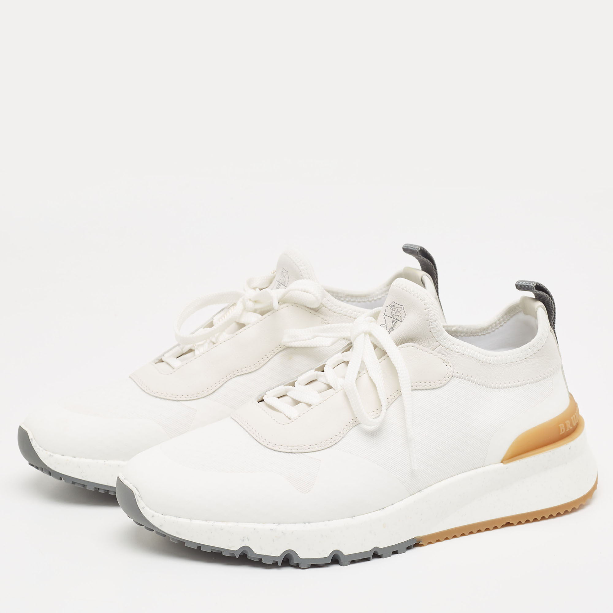 

Brunello Cucinelli White Nylon and Leather Low Top Sneakers Size