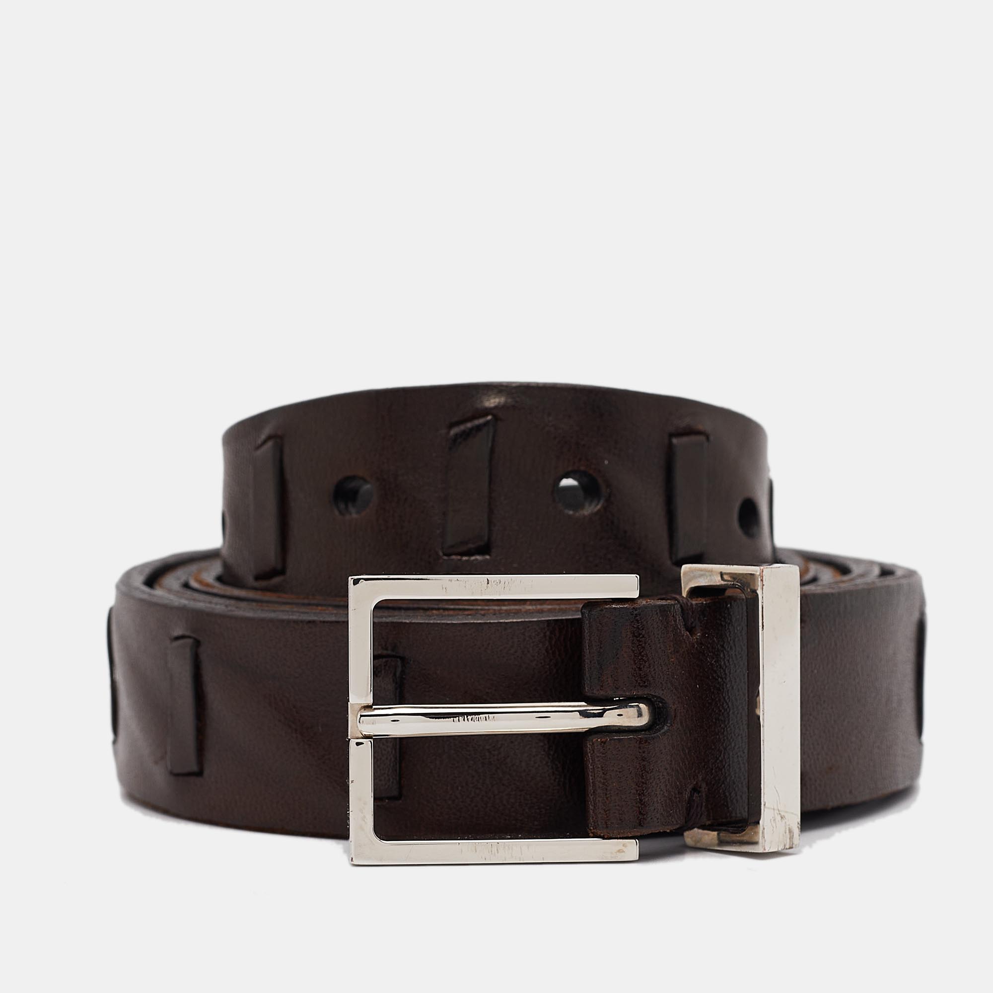 

Brunello Cucinelli Brown Leather Buckle Belt