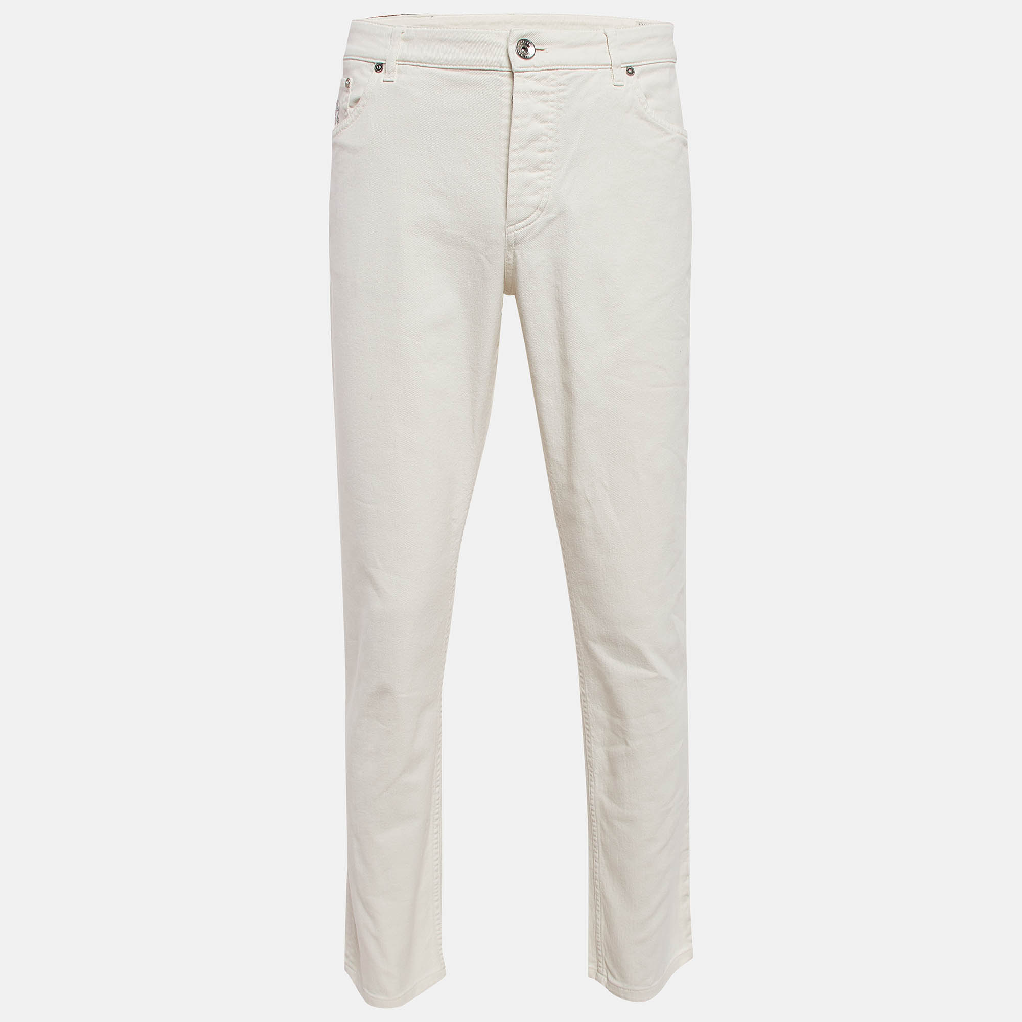 

Brunello Cucinelli White Cotton Chino Traditional Fit Pants XXL