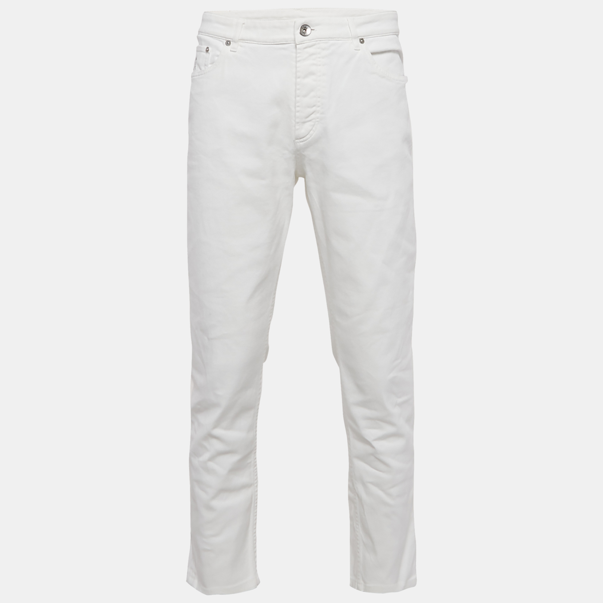 

Brunello Cucinelli White Denim Traditional Fit Jeans l Waist 34"