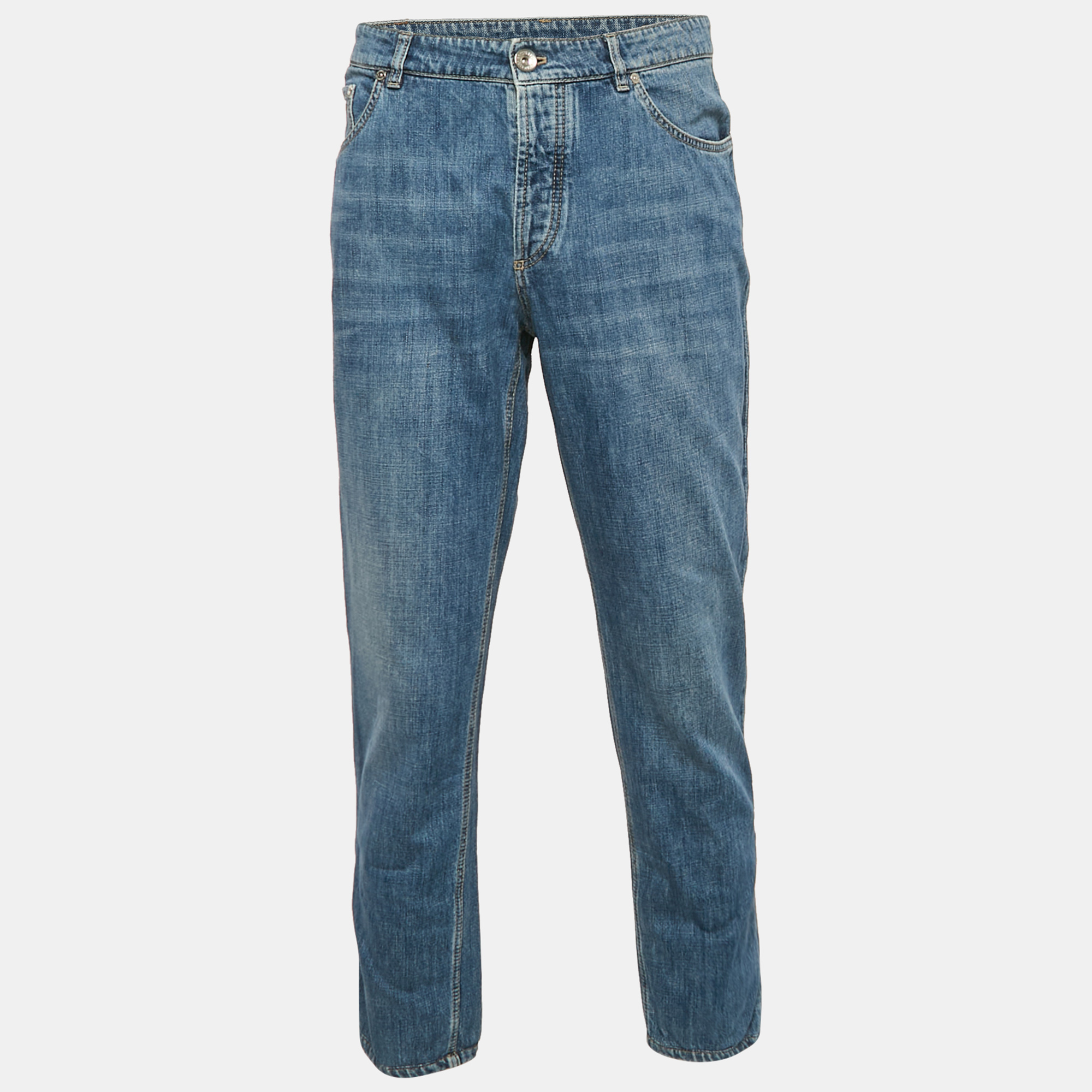 

Brunello Cucinelli Blue Denim Traditional Fit Jeans XL Waist 36"