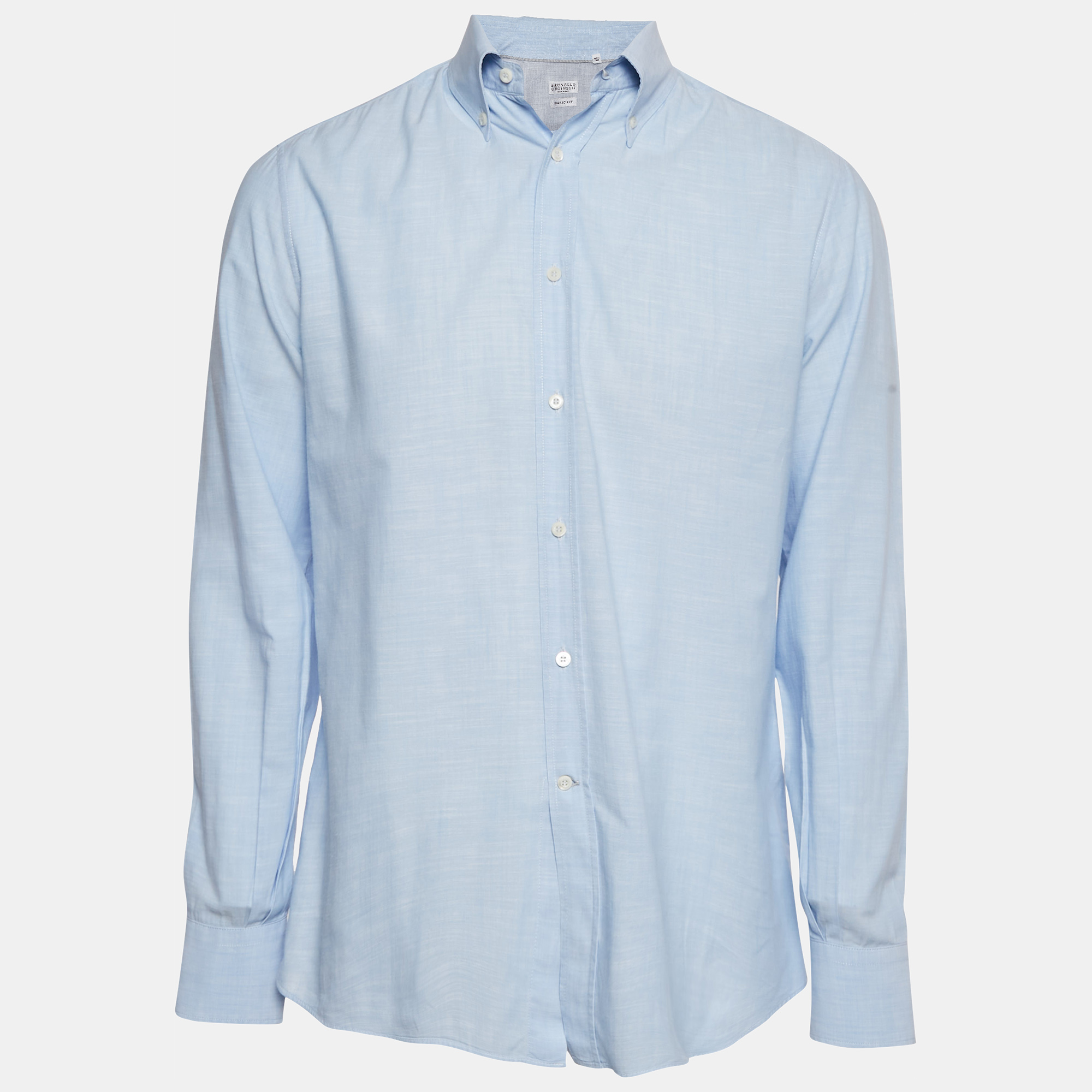 

Brunello Cucinelli Blue Cotton Long Sleeve Basic Fit Shirt M