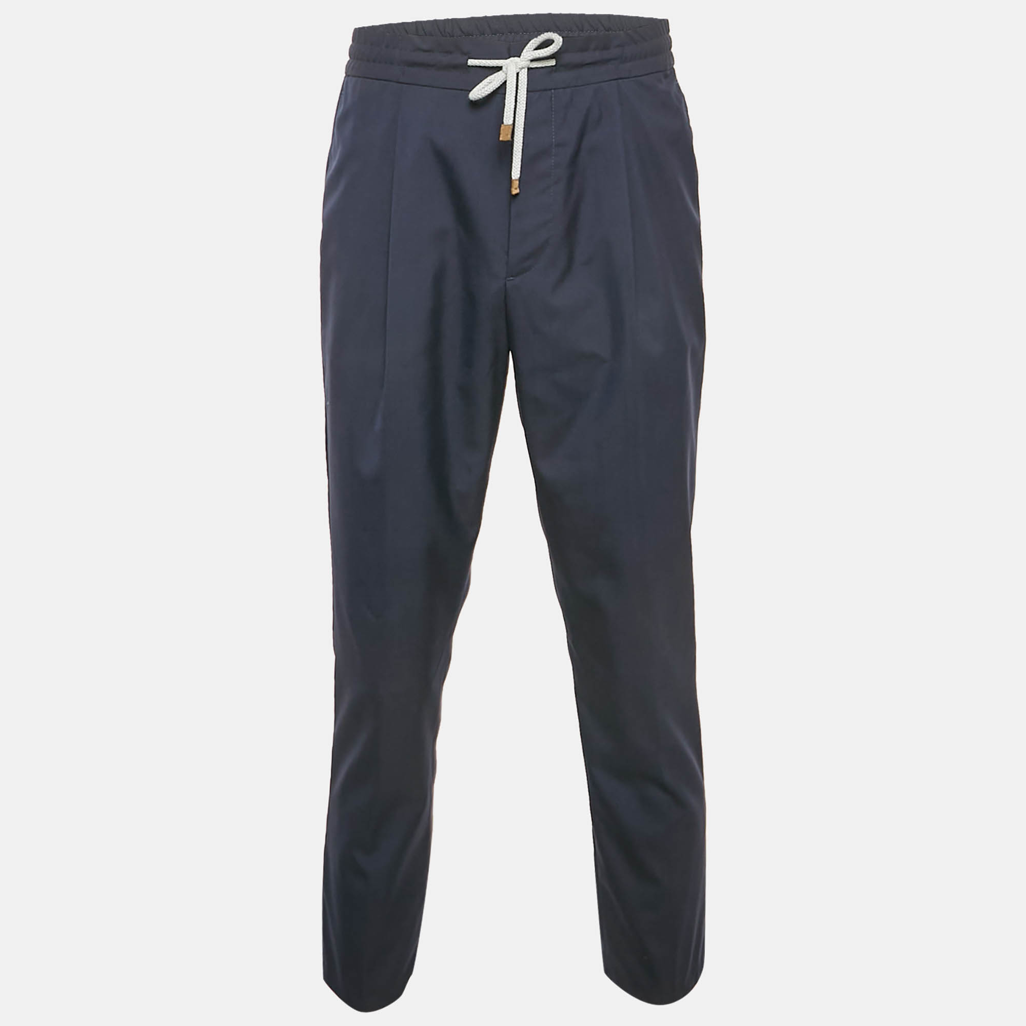 

Brunello Cucinelli Navy Blue Cotton Leisure Fit Pants L