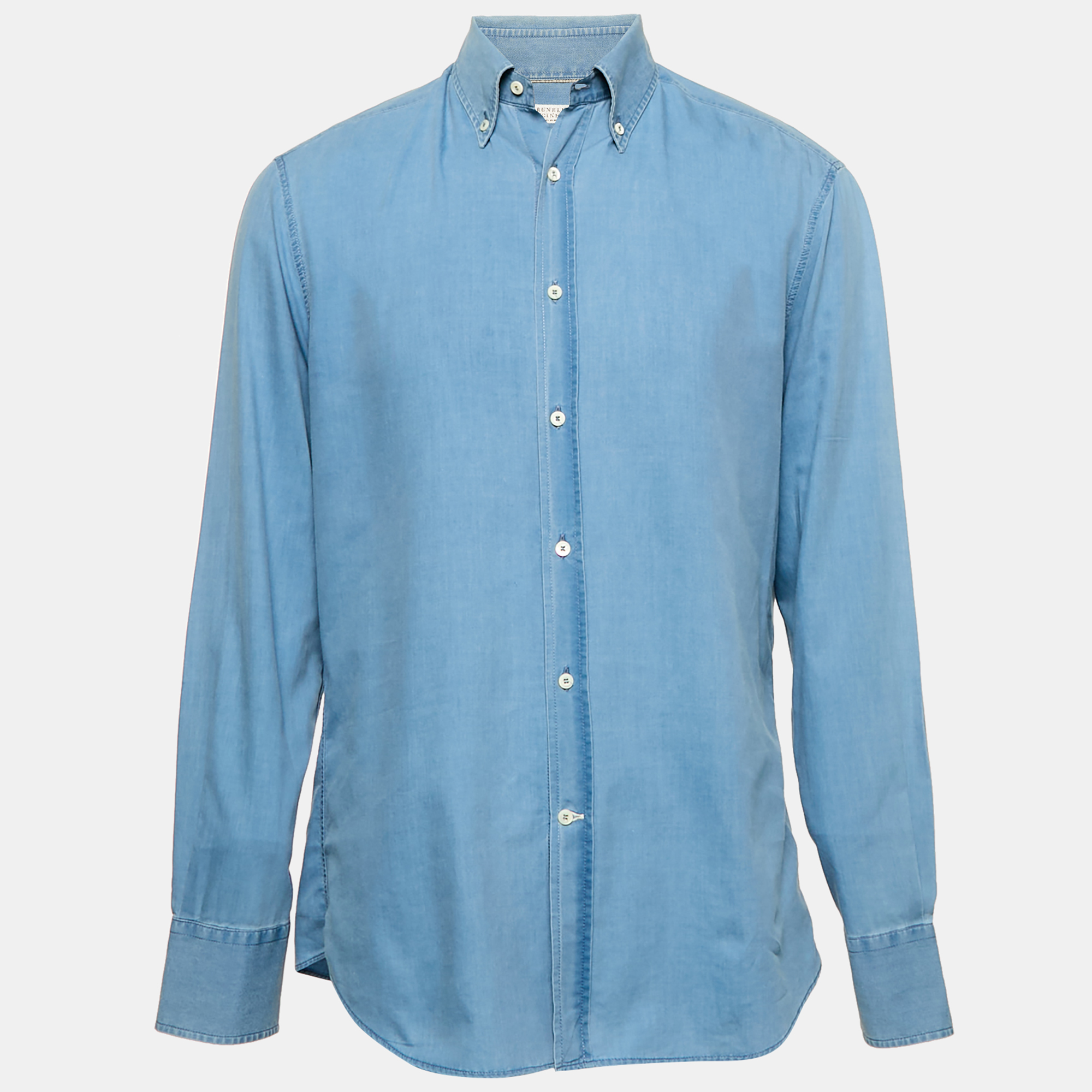 

Brunello Cucinelli Blue Cotton Button Front Slim Fit Shirt L