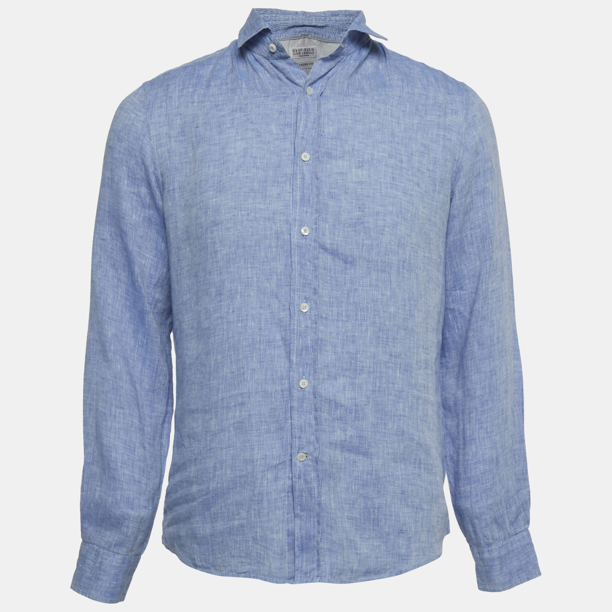

Brunello Cucinelli Blue Linen Long Sleeve Shirt M