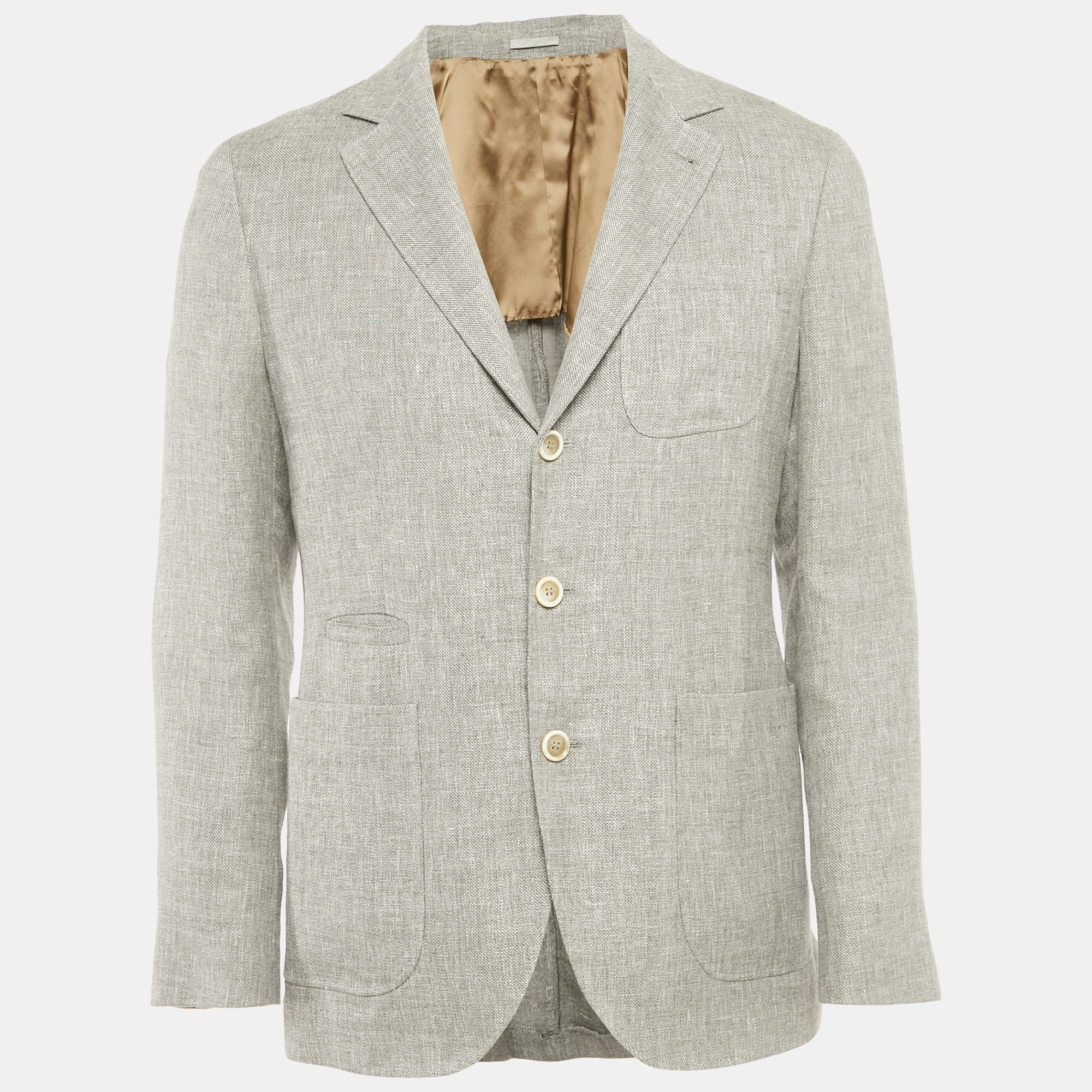 

Brunello Cucinelli Grey Linen Regular Fit Blazer S