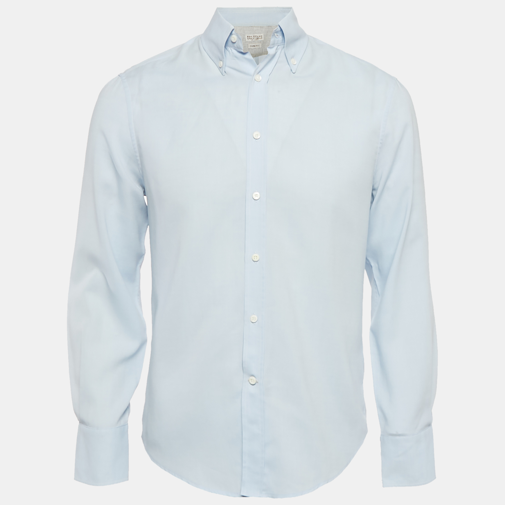 

Brunello Cucinelli Light Blue Cotton Slim Fit Shirt S
