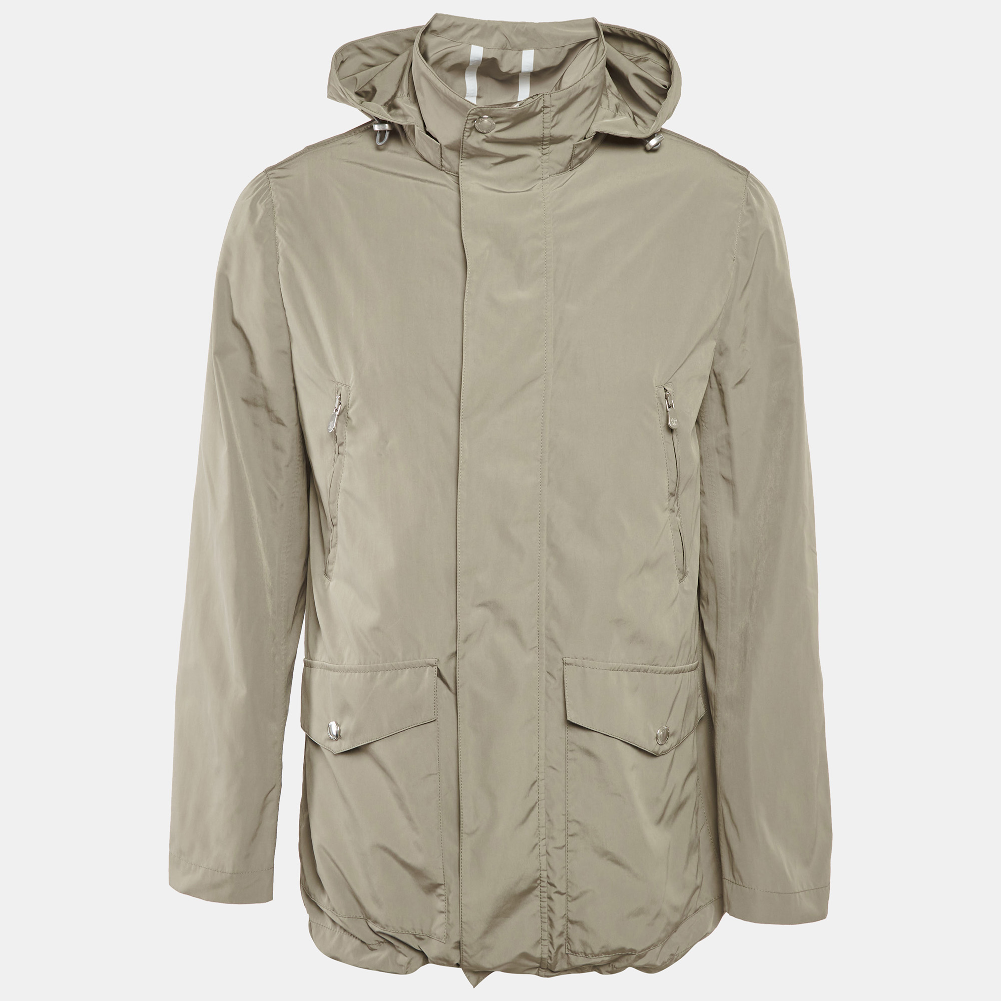 Pre-owned Brunello Cucinelli Sage Green Synthetic Hooded Jacket S