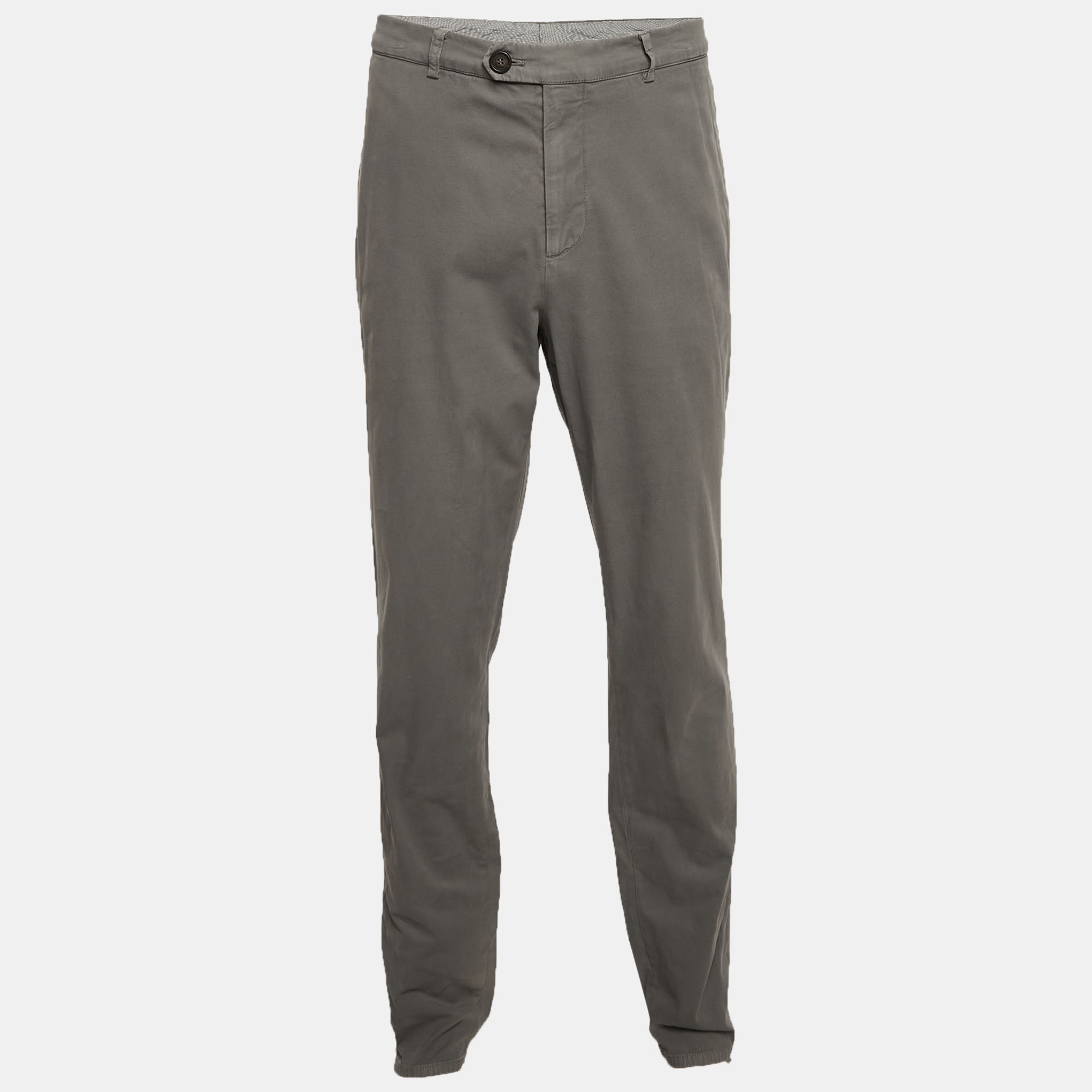 

Brunello Cucinelli Grey Twill Traditional Fit Pants 4XL
