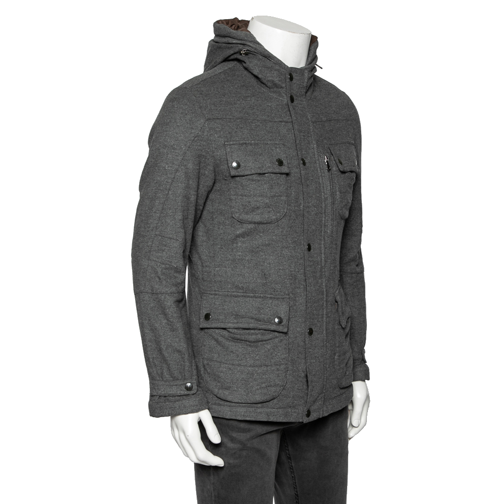 

Brunello Cucinelli Grey Wool & Synthetic Hooded Jacket