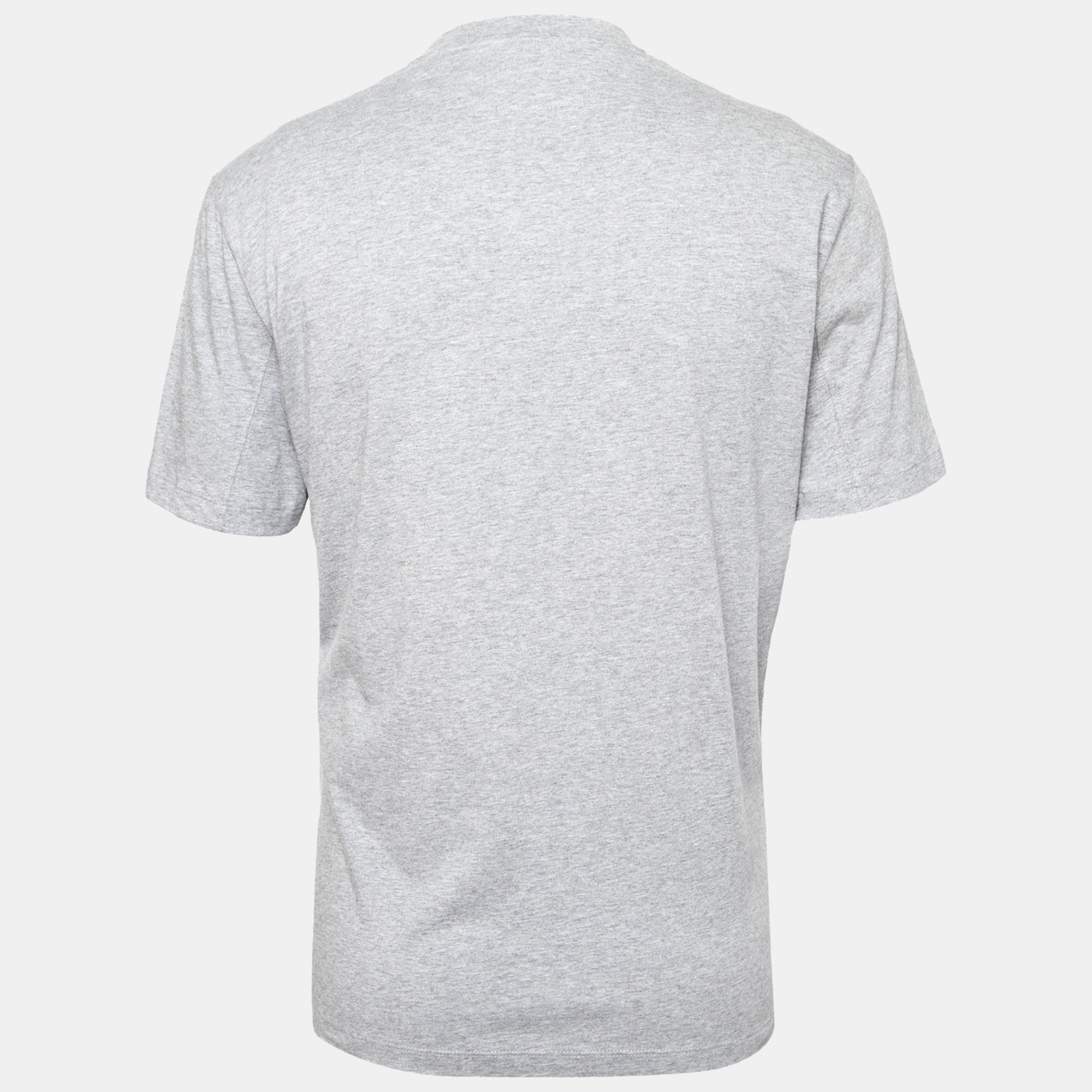 

Brunello Cucinelli Grey Cotton V-Neck Short Sleeve Regular Fit T-Shirt
