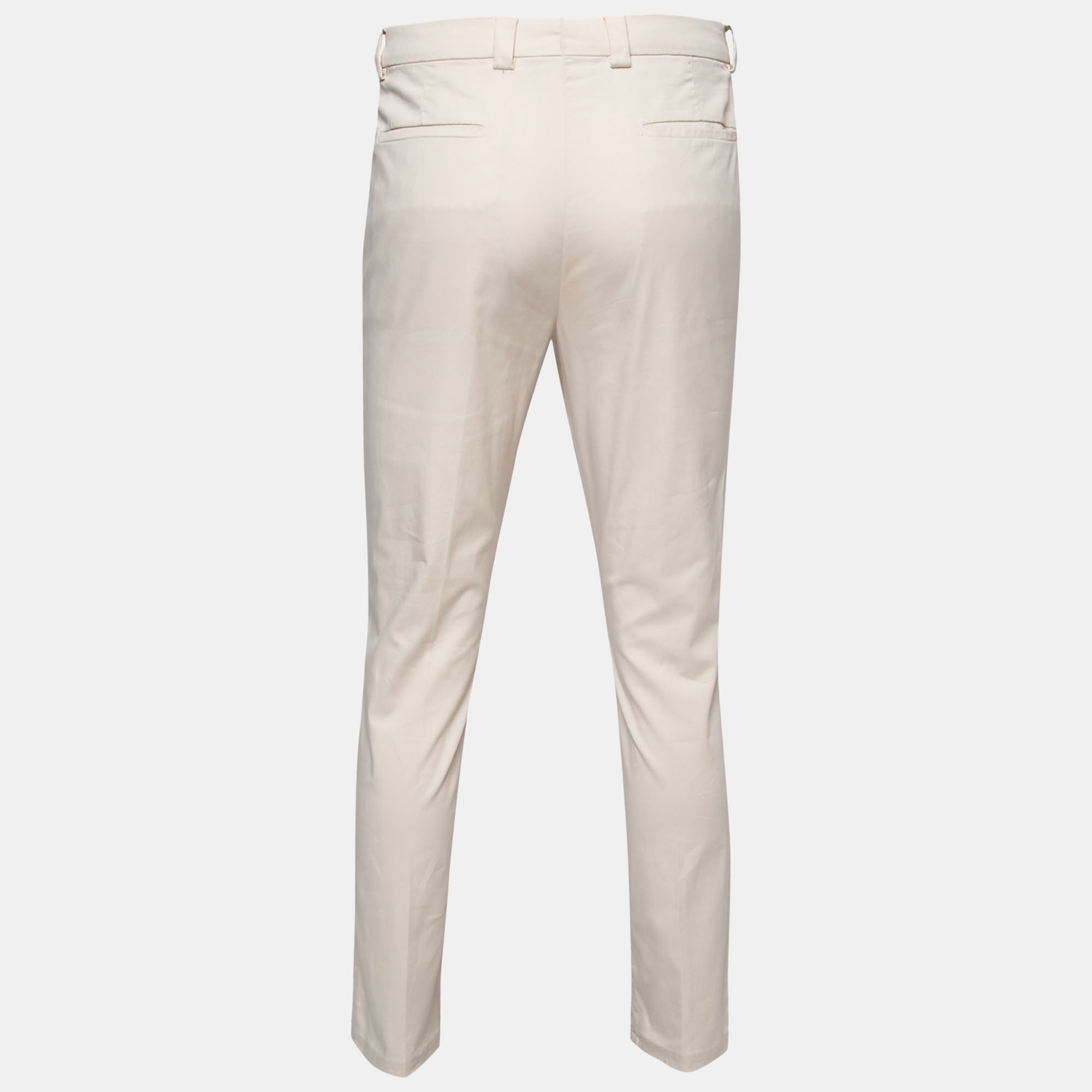 

Brunello Cucinelli Cream Cotton Straight Fit Pants