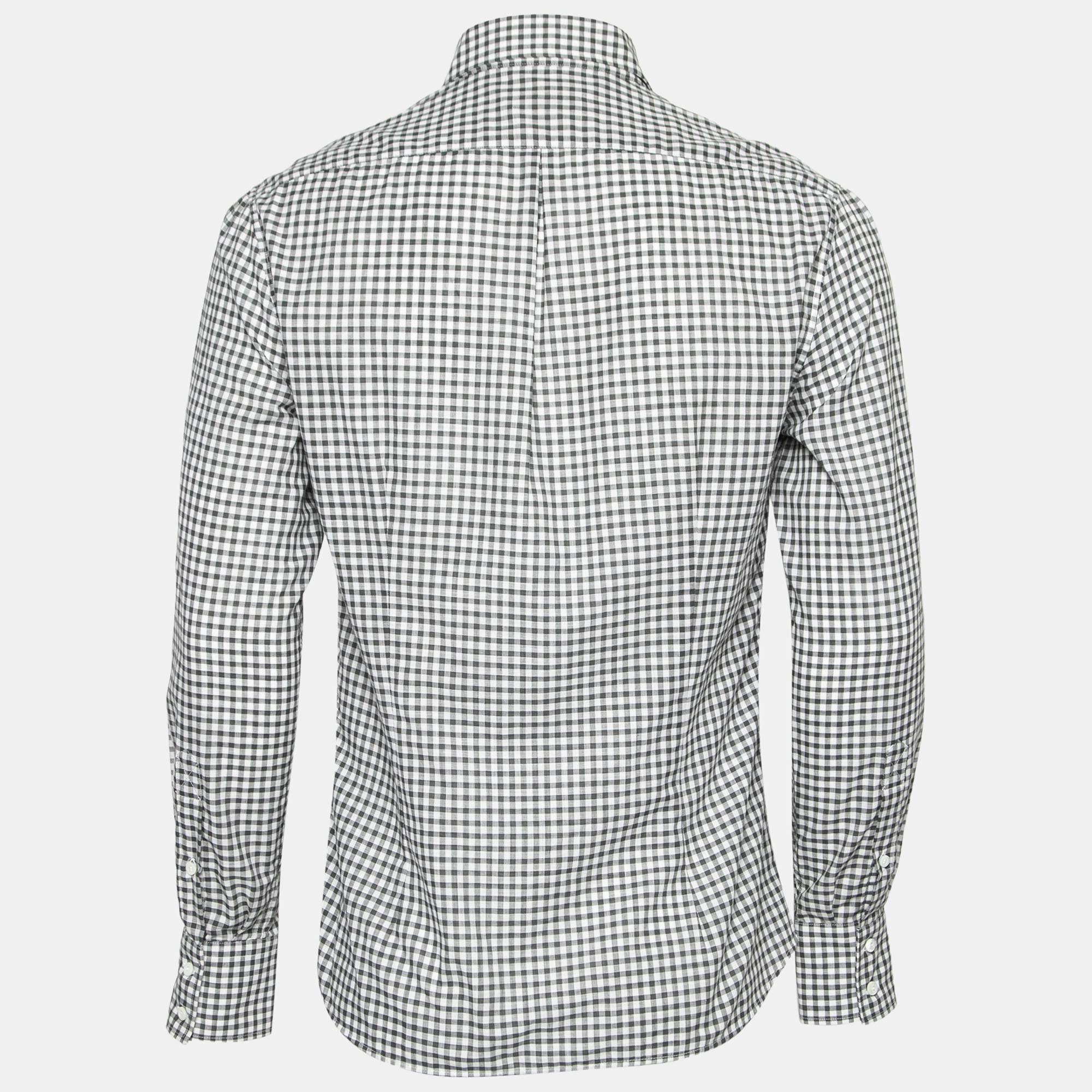 

Brunello Cucinelli Grey Checkered Cotton Slim Fit Shirt