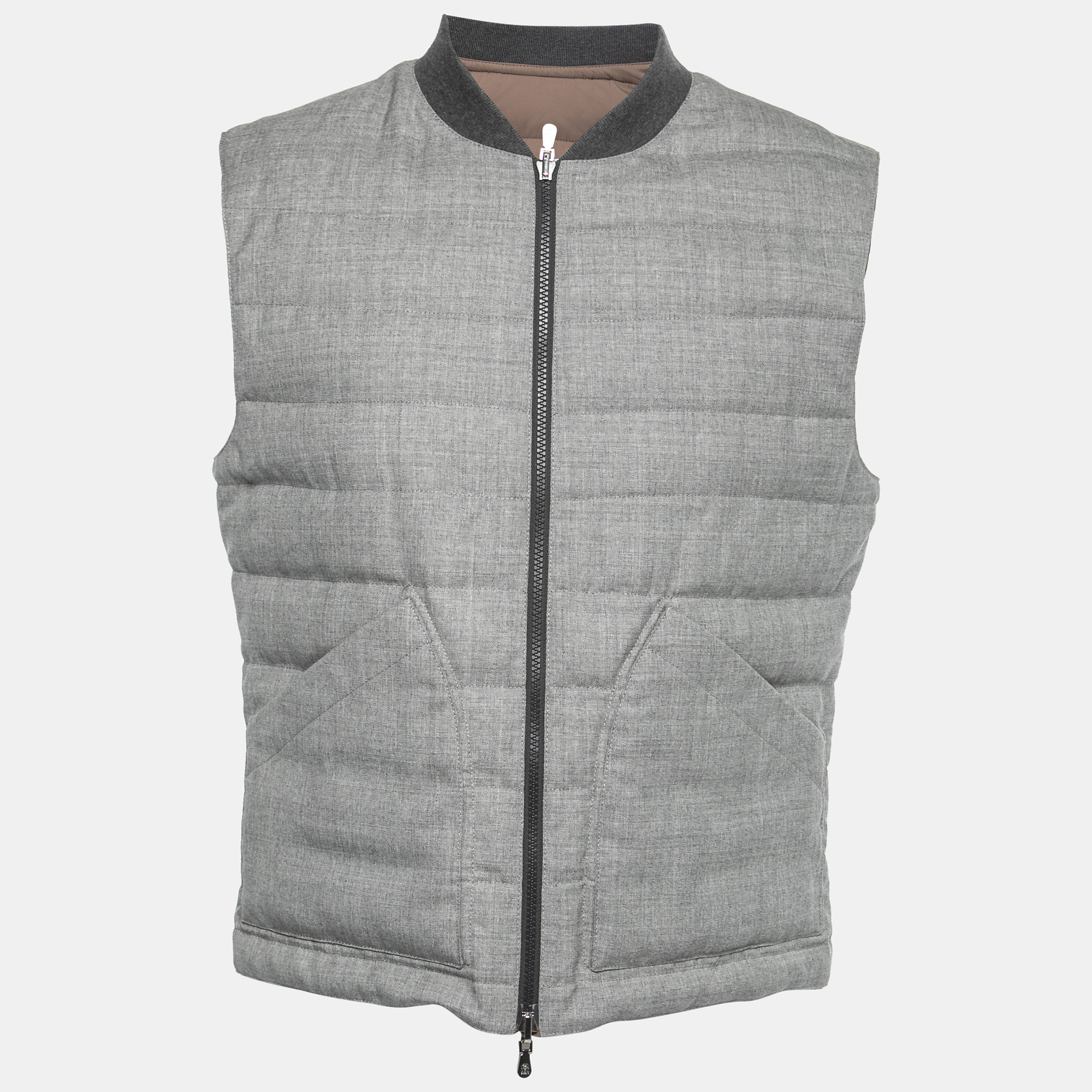 

Brunello Cucinelli Grey Wool & Cotton Reversible Jacket Vest